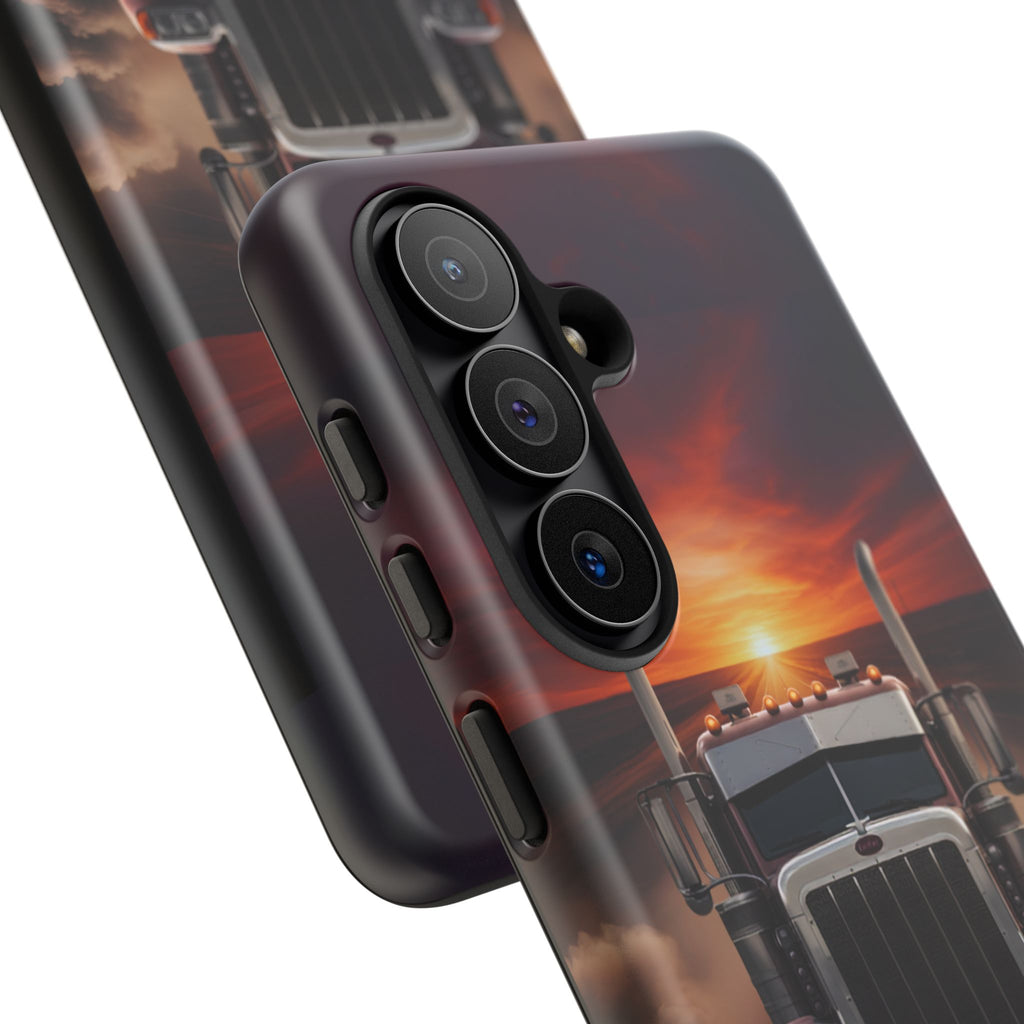 Truck Phone Case — "No Roads. No Limits." Sunset Semi Truck Protective Case