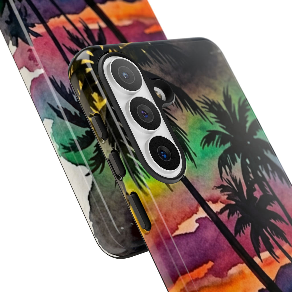 Tropical Sunset Phone Case – Palm Tree Beach Protective Cover
