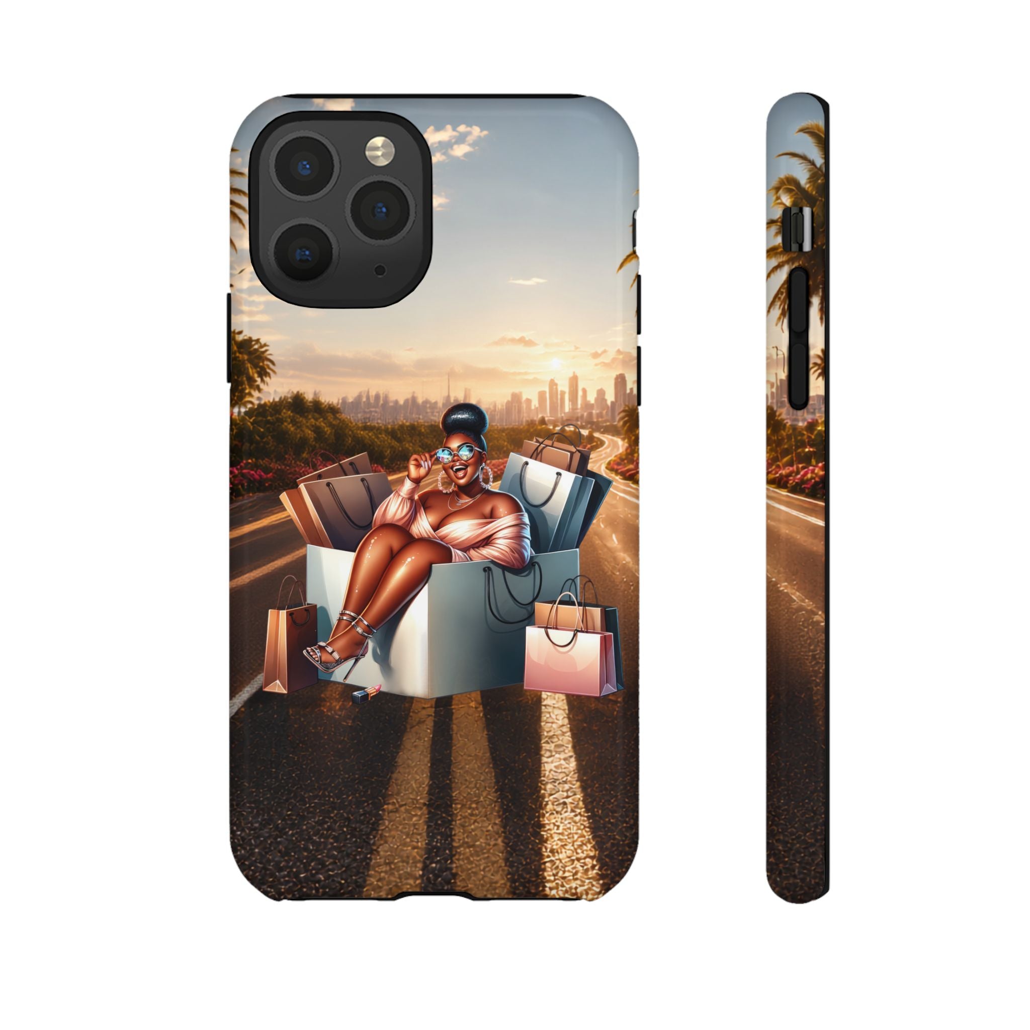Phone Case — Chic Shopper Illustration on Cloud Background