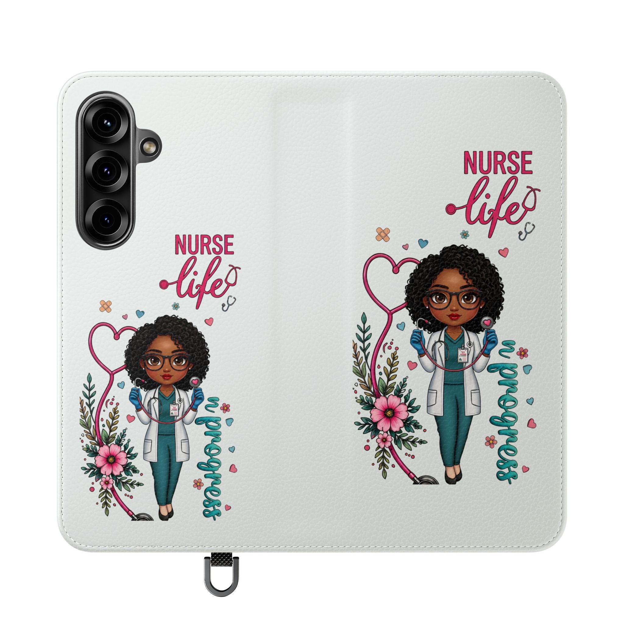 Nurse Life Floral Flip Phone Case - Medical RN Wallet Cover