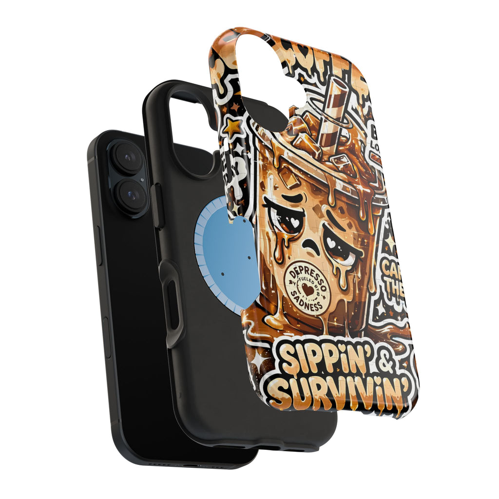 Iced Coffee Phone Case — “Sippin' & Survivin'” Magnetic Impact-Resistant Case