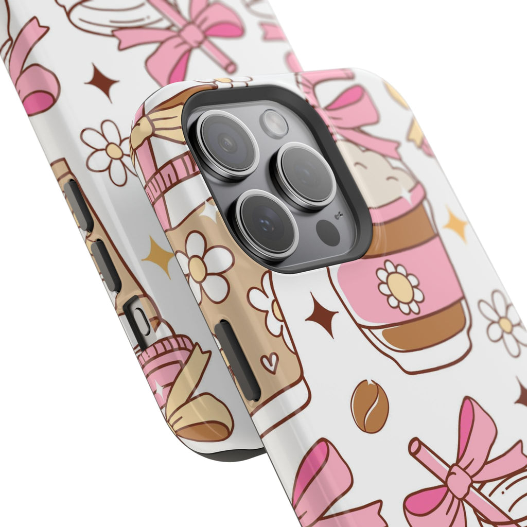 Cute Pink Coffee & Latte Pattern Impact Phone Case