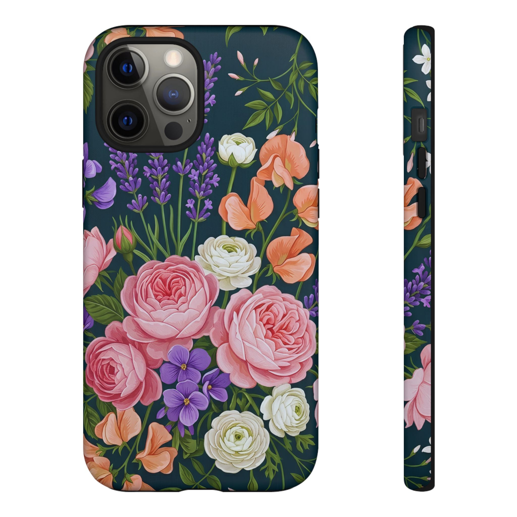 Floral Bouquet Phone Case — Vintage Roses & Lavender Protective Cover