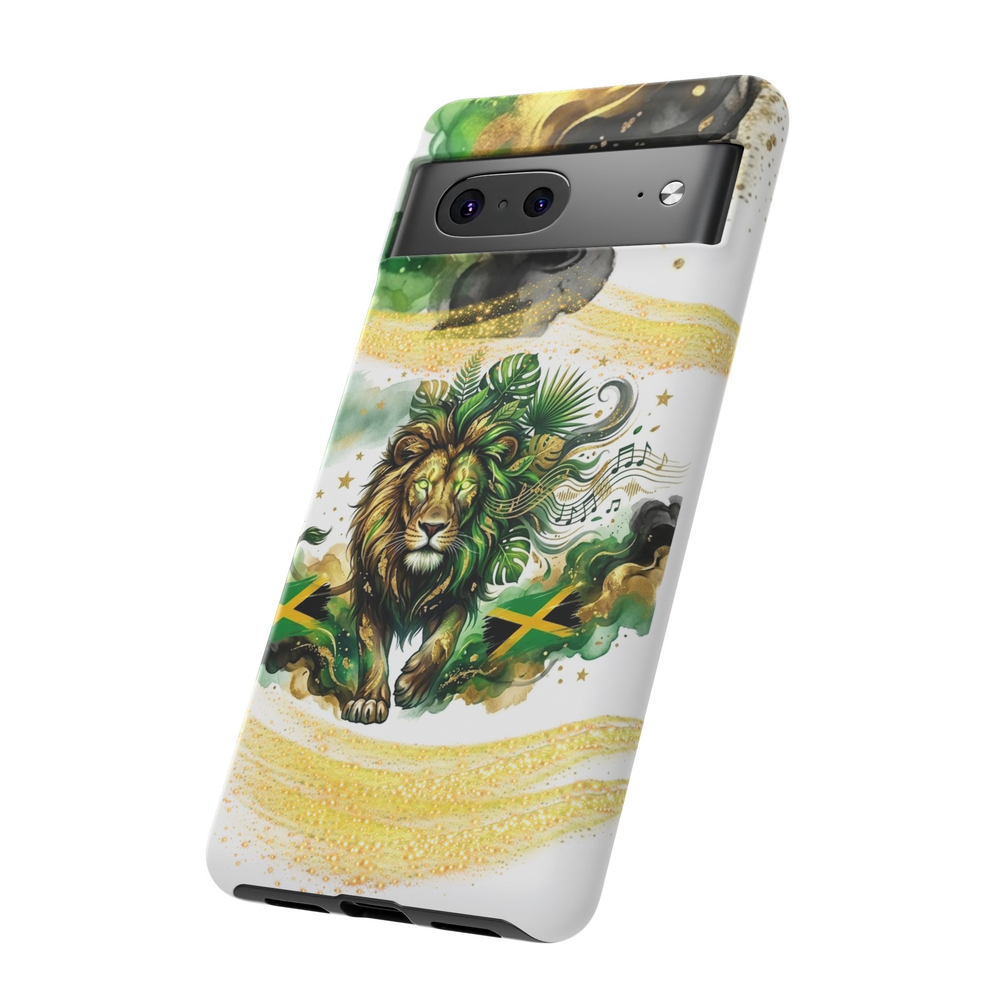 Reggae Lion Phone Case — Jamaican Flag Rasta Art Tough Phone Cover