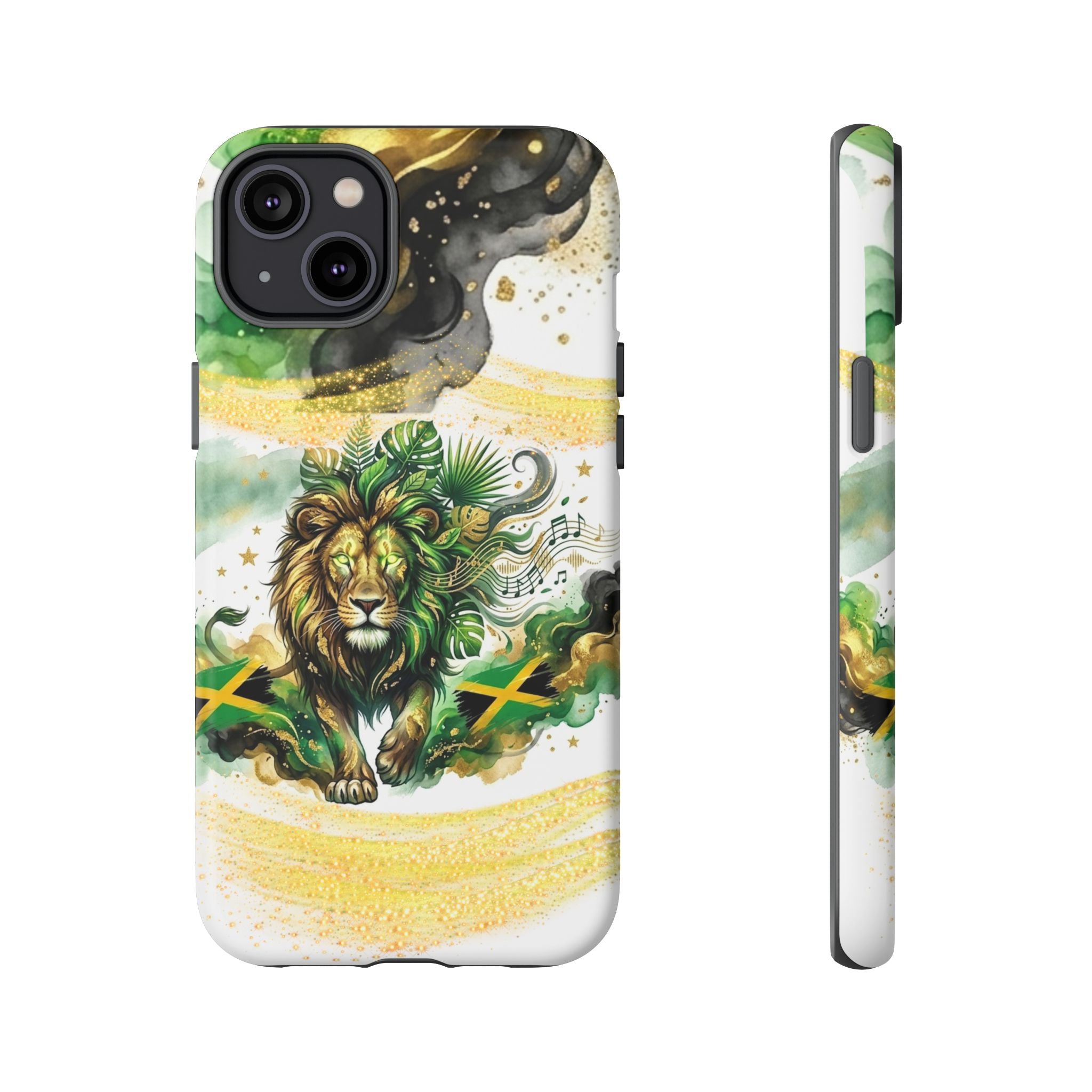 Reggae Lion Phone Case — Jamaican Flag Rasta Art Tough Phone Cover