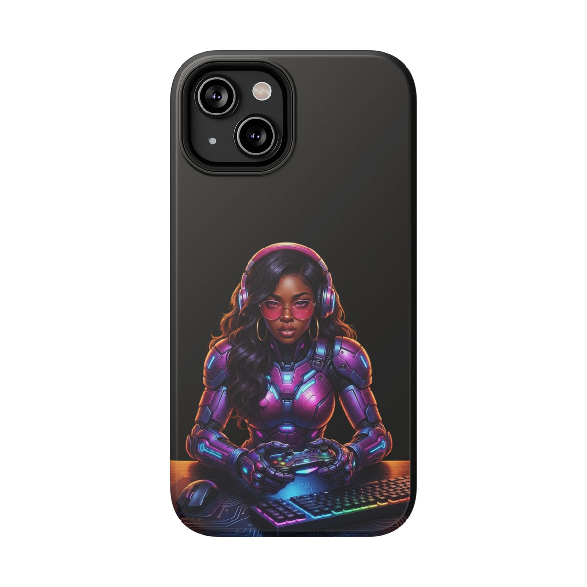 Gamer Girl Cyber Armor Phone Case — Impact‑Resistant Protective Cover