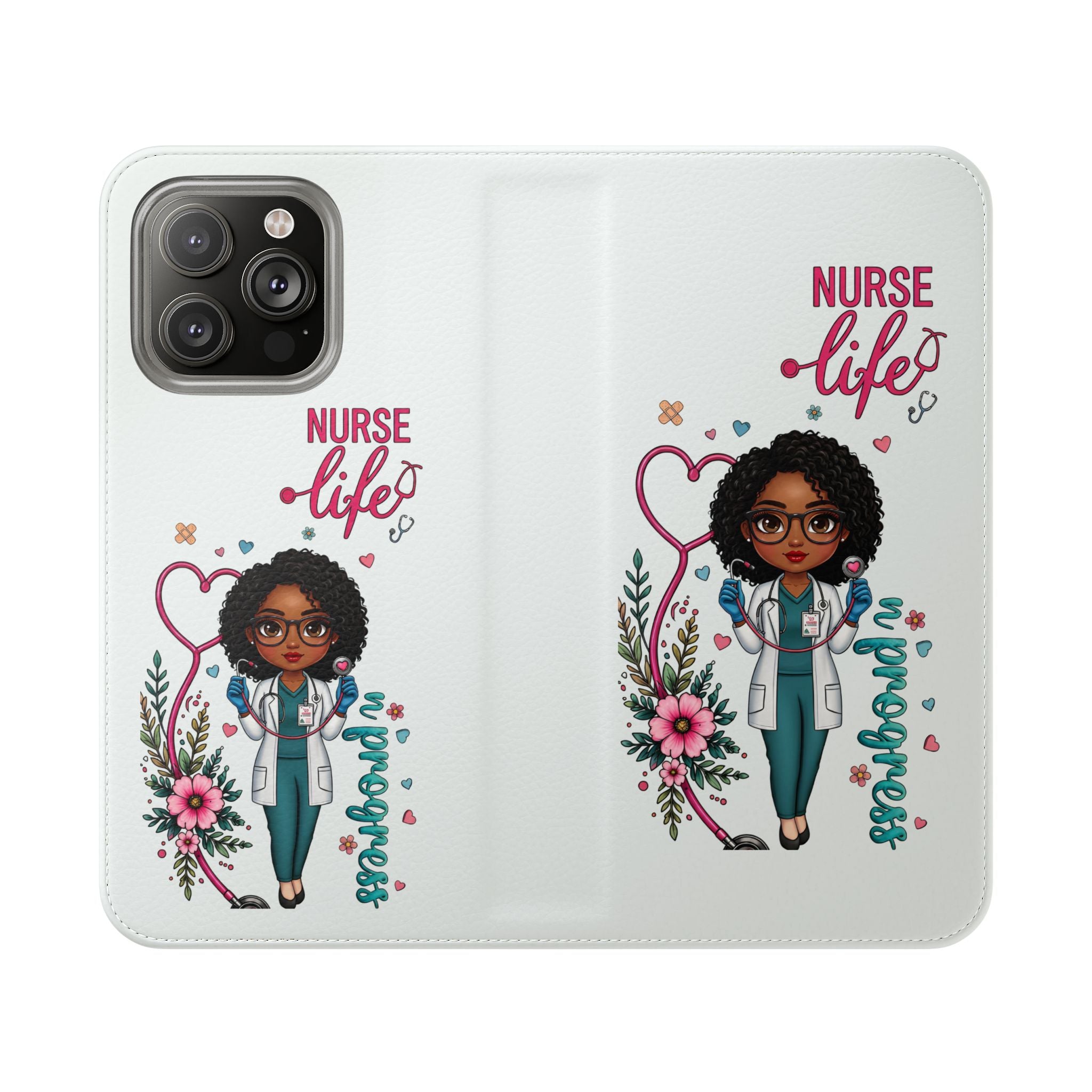 Nurse Life Floral Flip Phone Case - Medical RN Wallet Cover