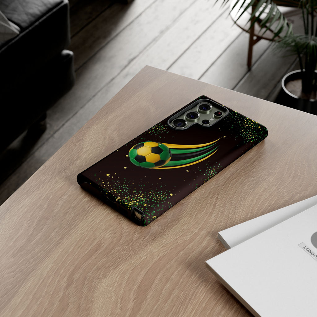 Soccer Comet Tough Phone Case – Green & Yellow Football Design