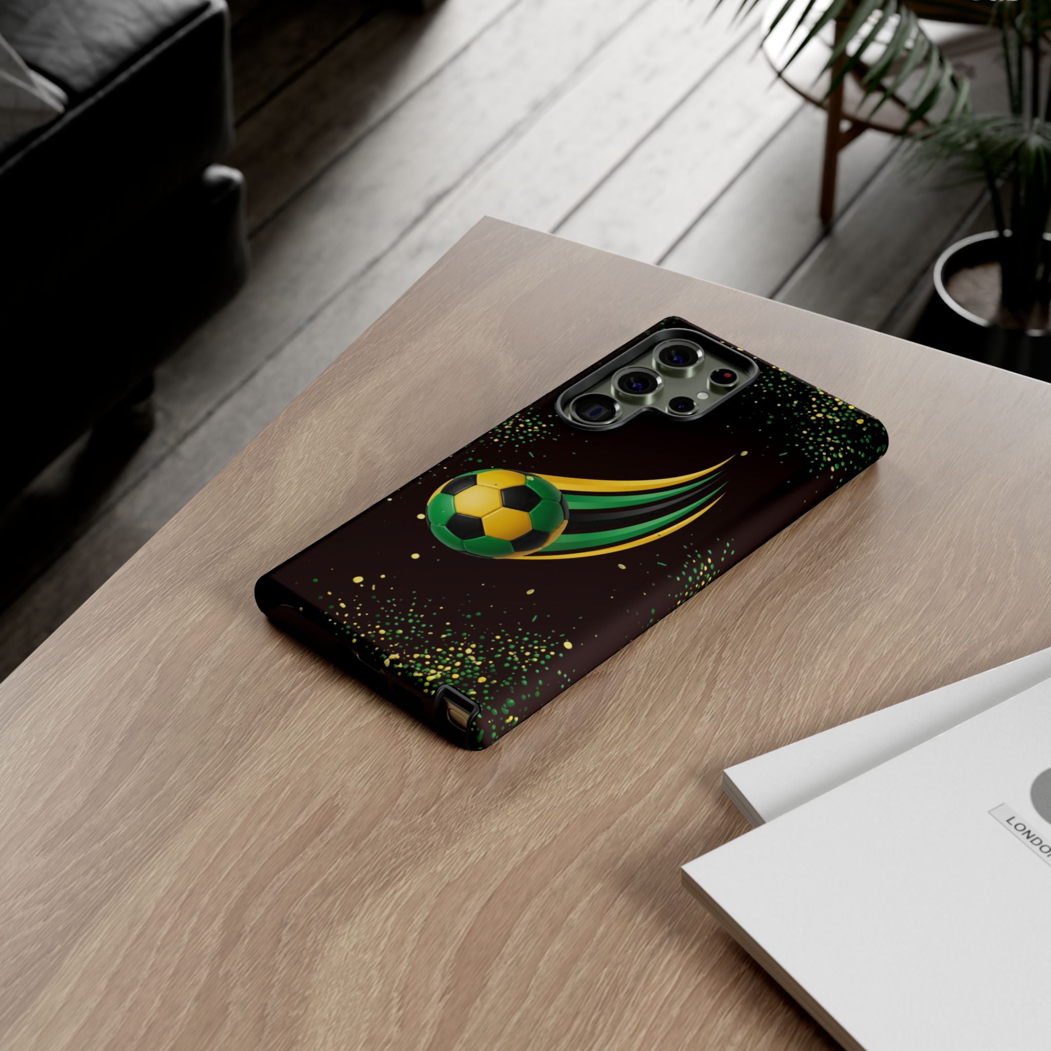 Soccer Comet Tough Phone Case – Green & Yellow Football Design