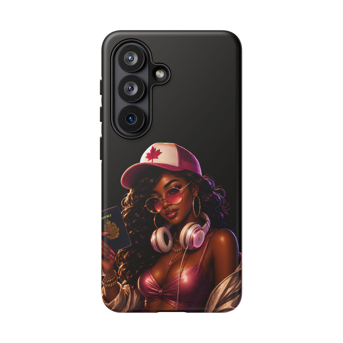 Phone Case - Cool Urban Woman with Headphones & Maple Hat