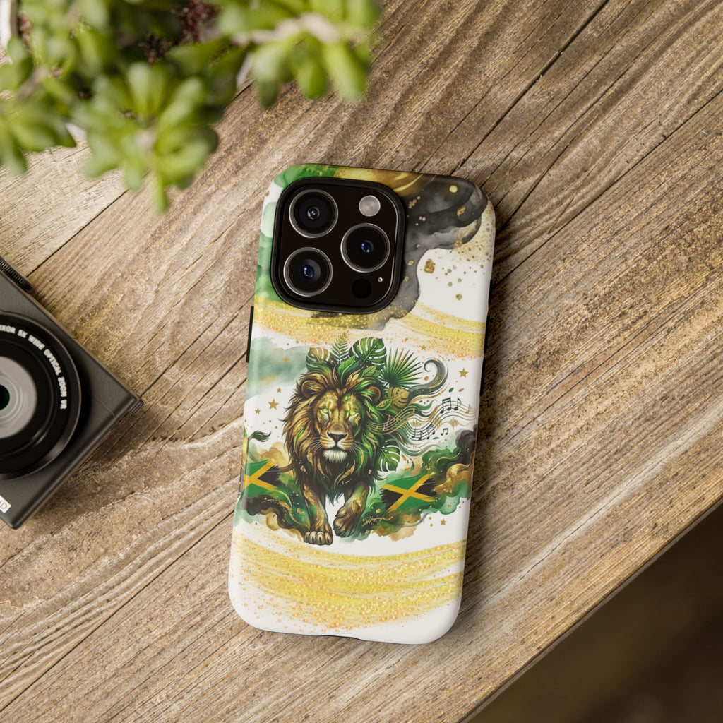 Reggae Lion Phone Case — Jamaican Flag Rasta Art Tough Phone Cover