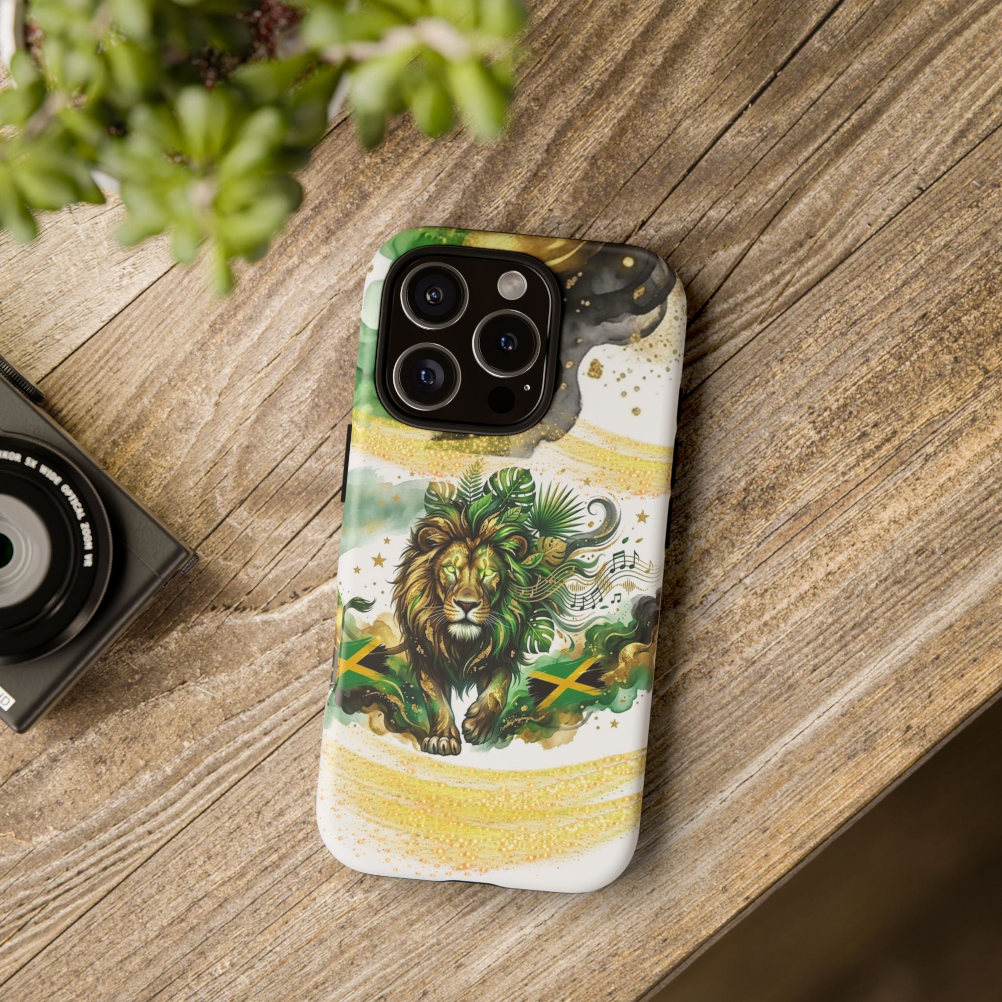 Reggae Lion Phone Case — Jamaican Flag Rasta Art Tough Phone Cover