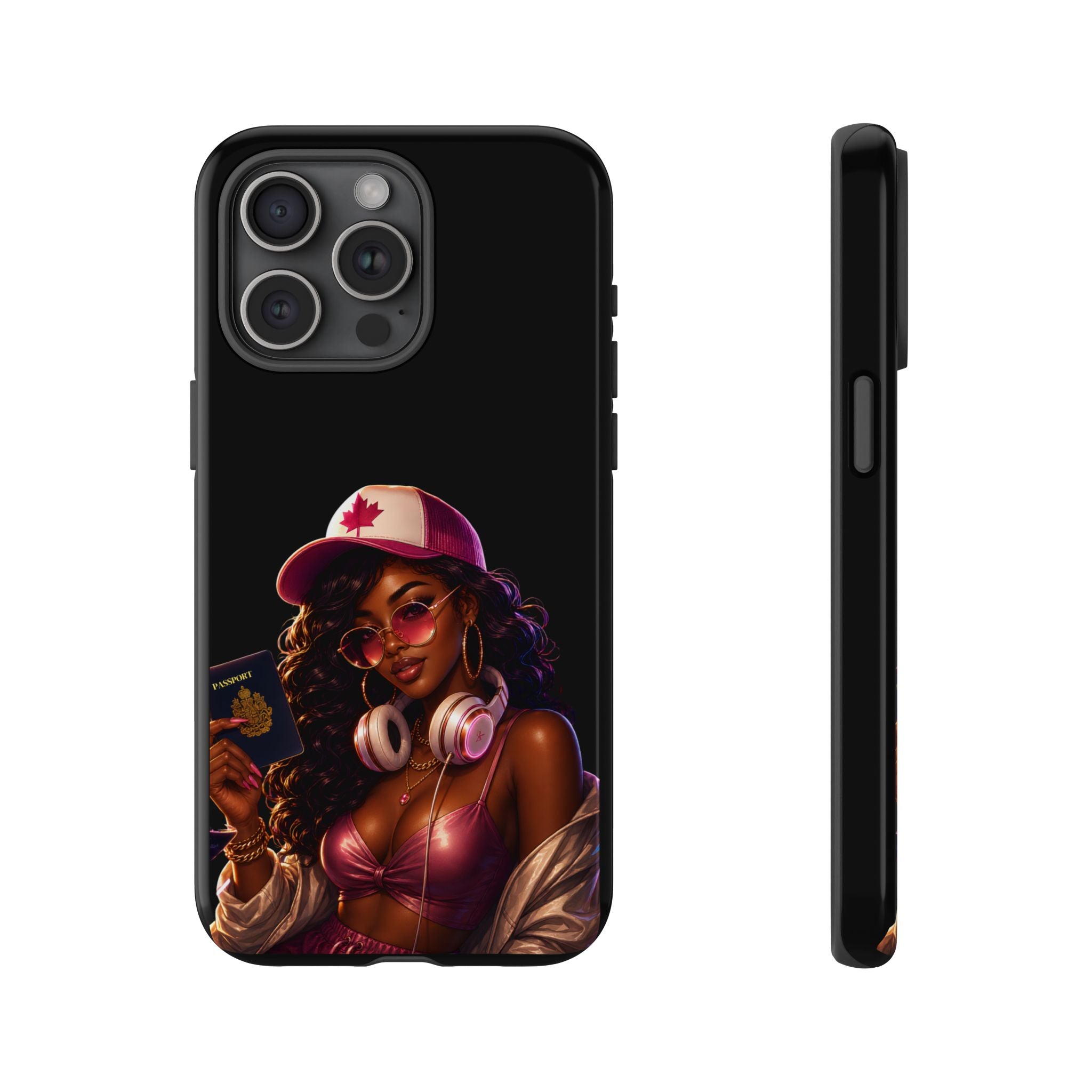 Phone Case — Stylish Urban Woman Design with Maple Cap