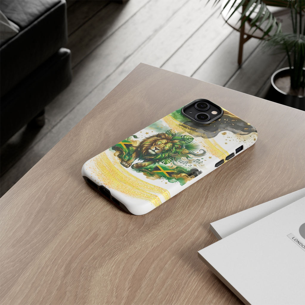Reggae Lion Phone Case — Jamaican Flag Rasta Art Tough Phone Cover