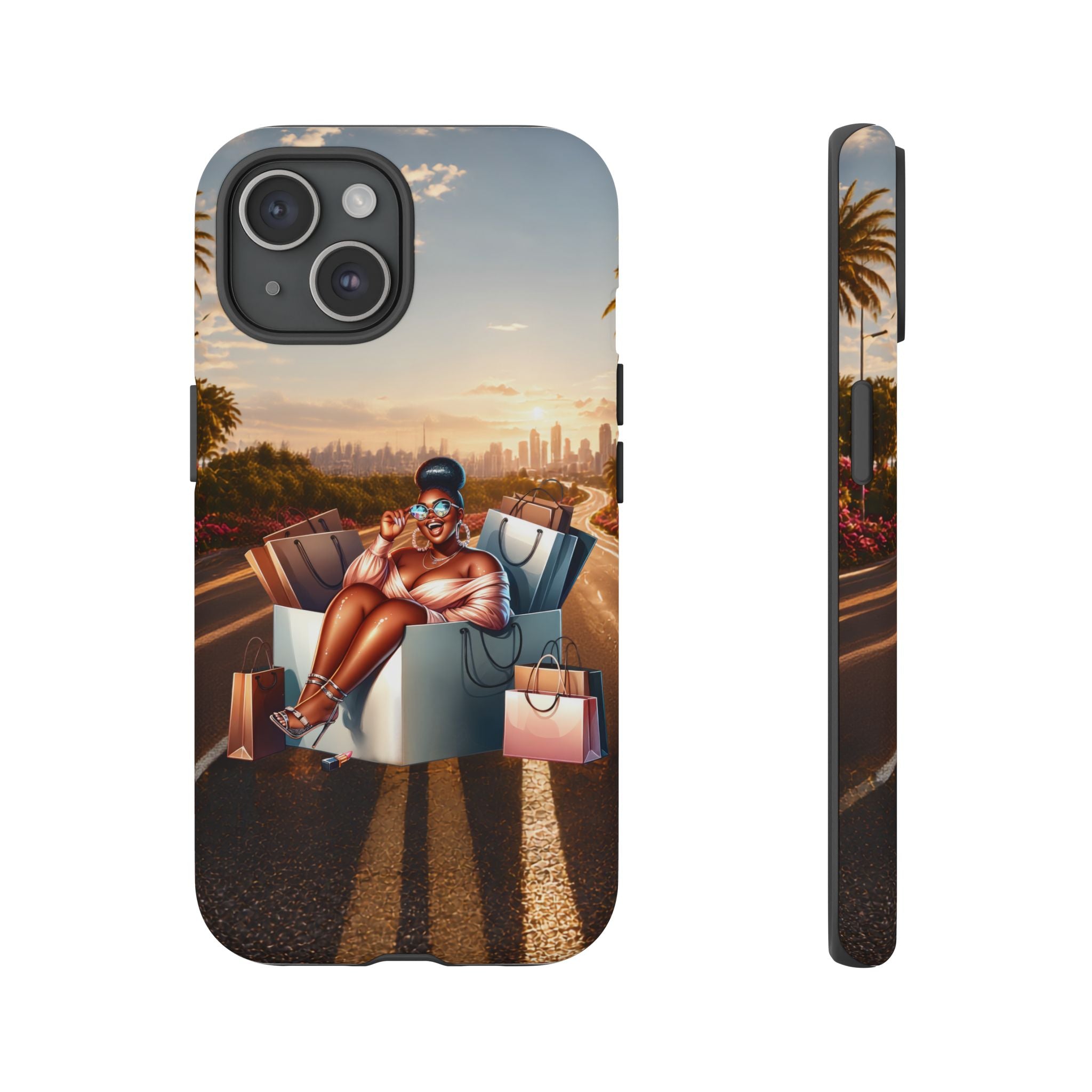 Phone Case — Chic Shopper Illustration on Cloud Background