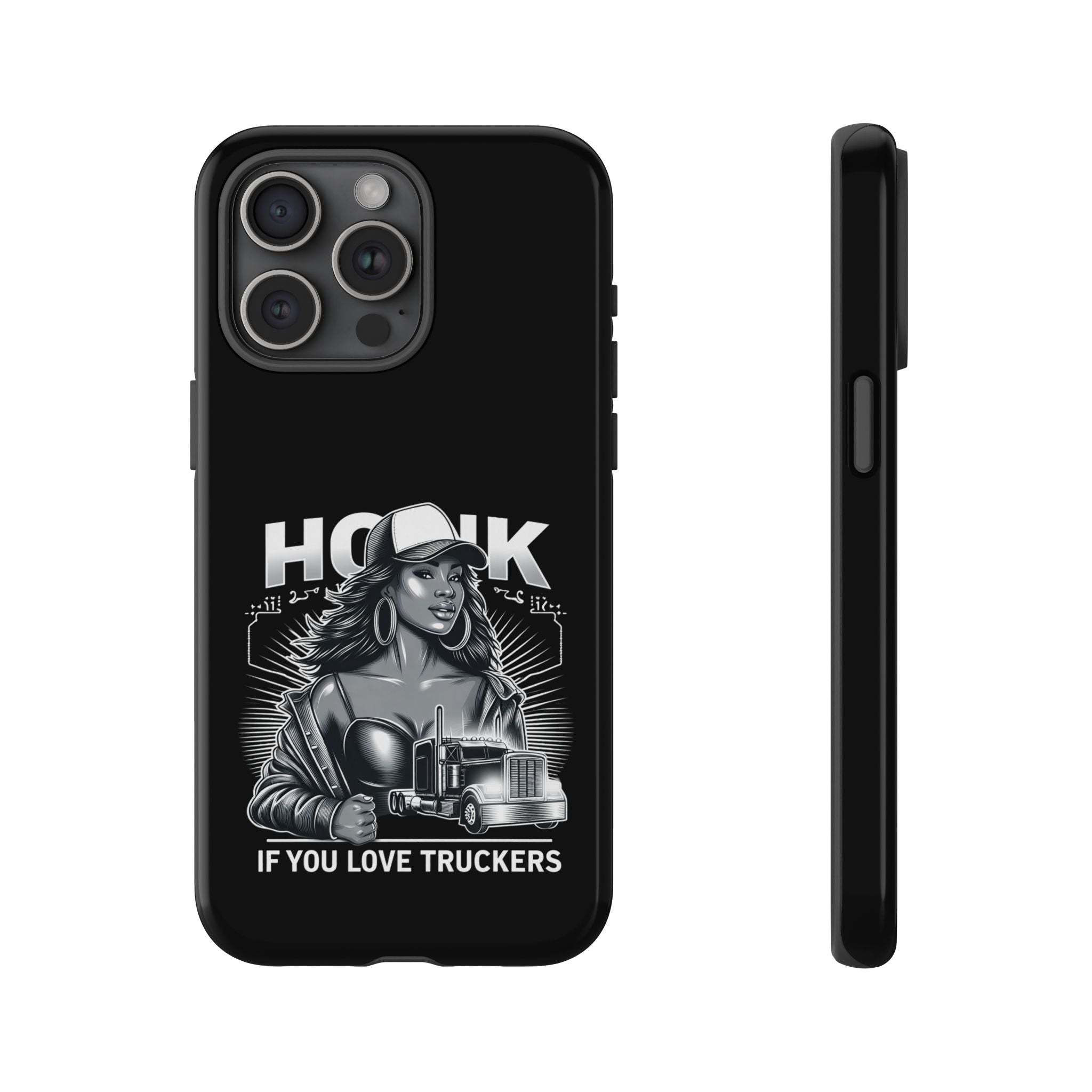 Phone Case — 'Honk' Trucker Girl Retro Semi Truck Protective Case