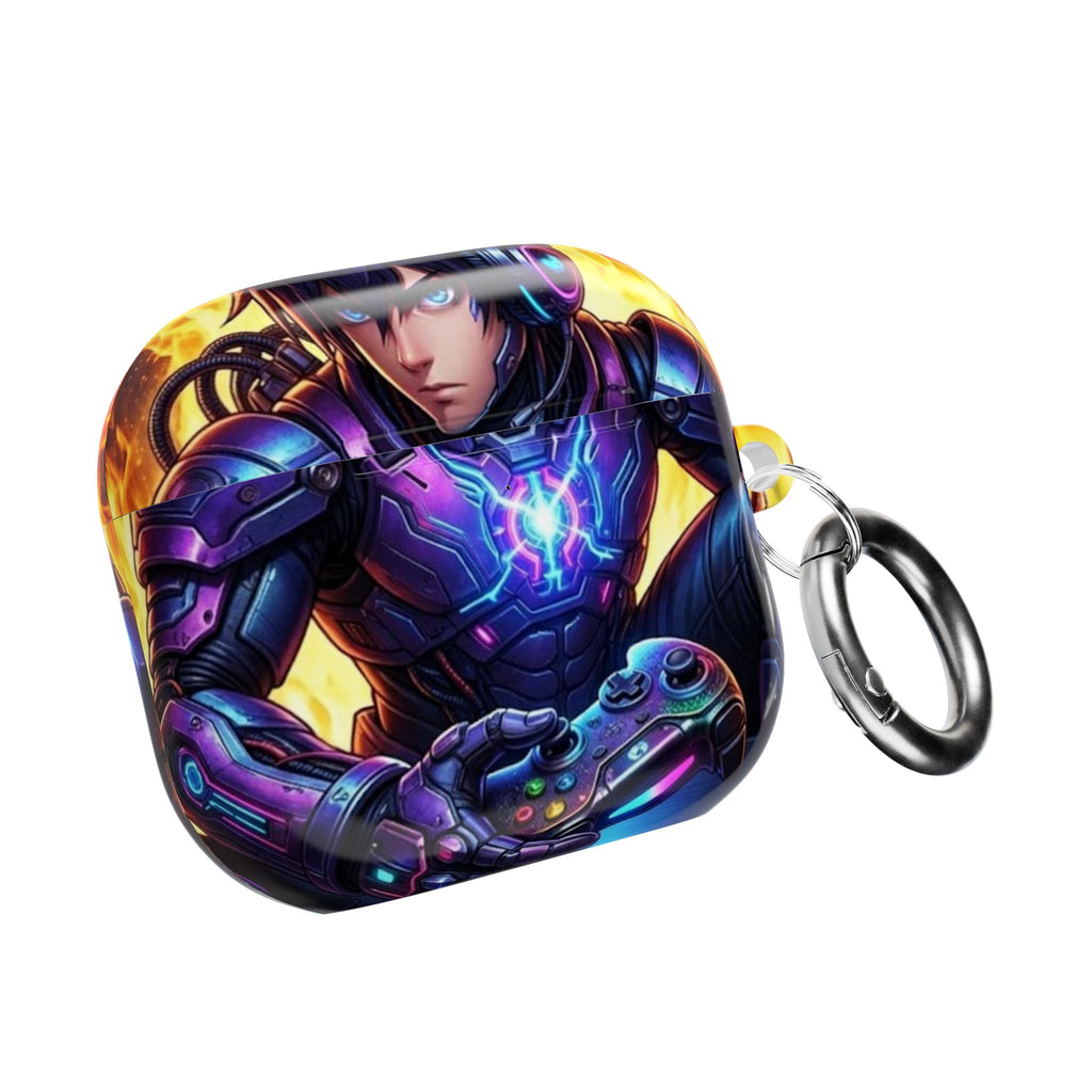 Gamer Anime AirPod Case — Neon Cyber Warrior Design