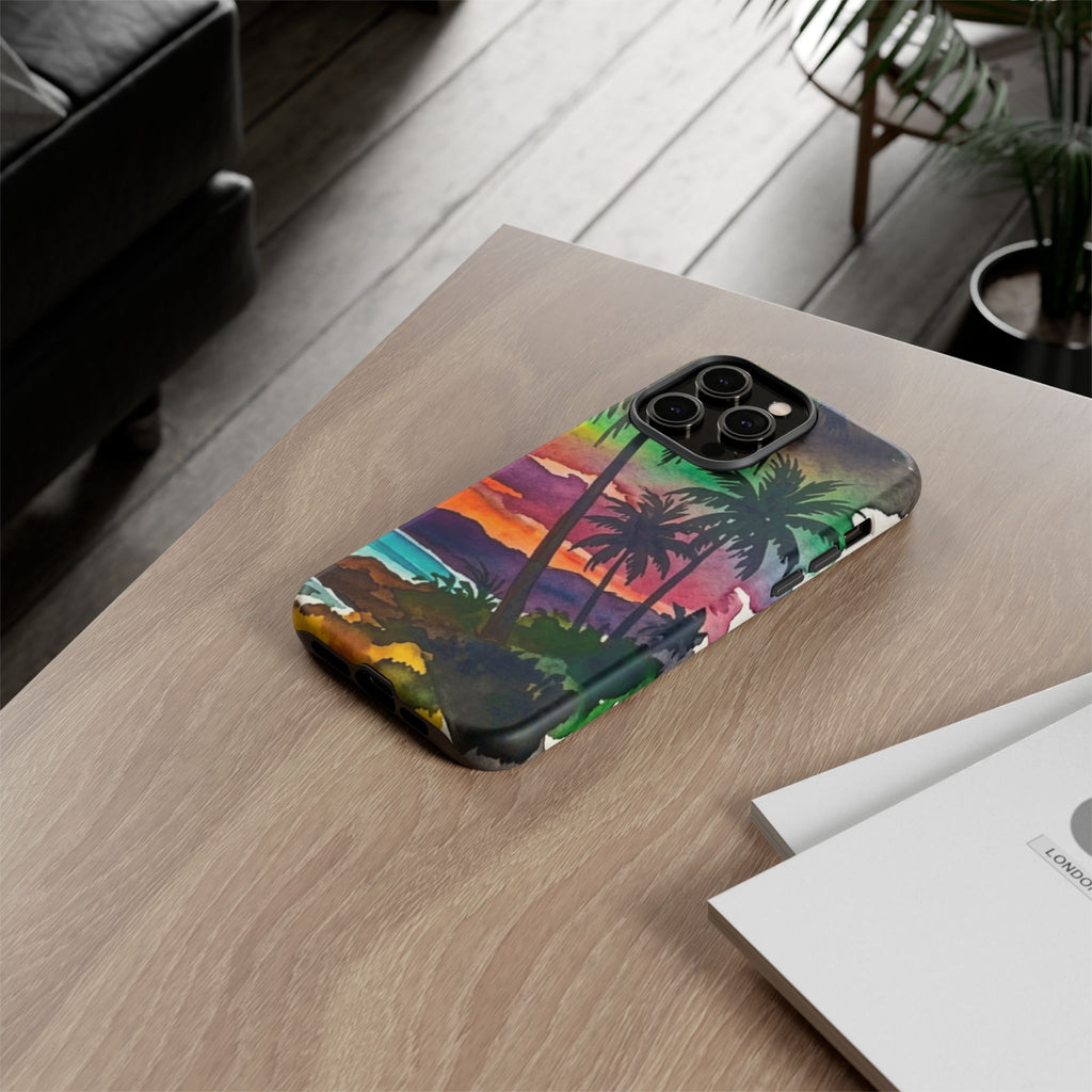 Tropical Sunset Phone Case – Palm Tree Beach Protective Cover