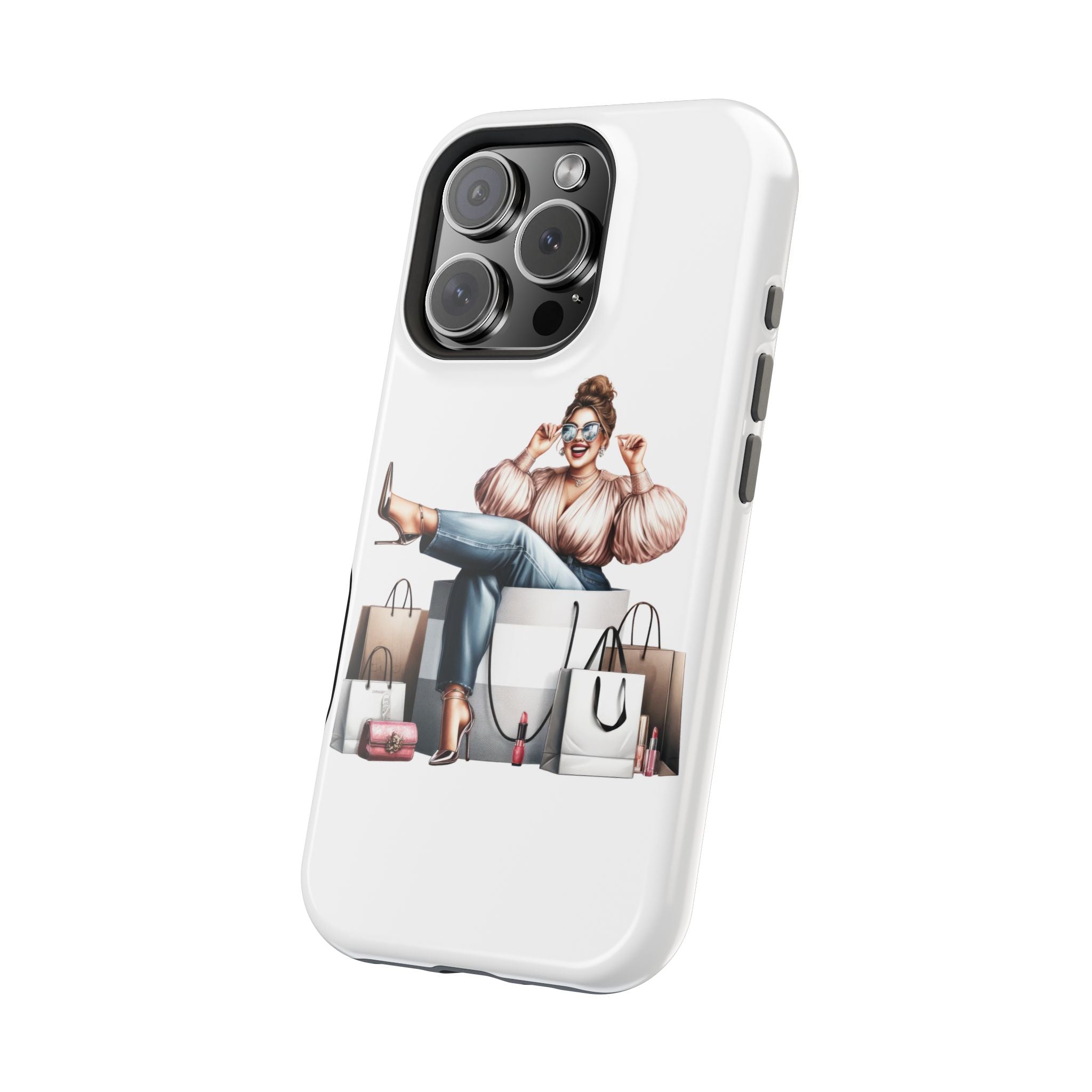 Magnetic Impact-Resistant Case — Luxury Shopper Goddess on Clouds Phone Cover