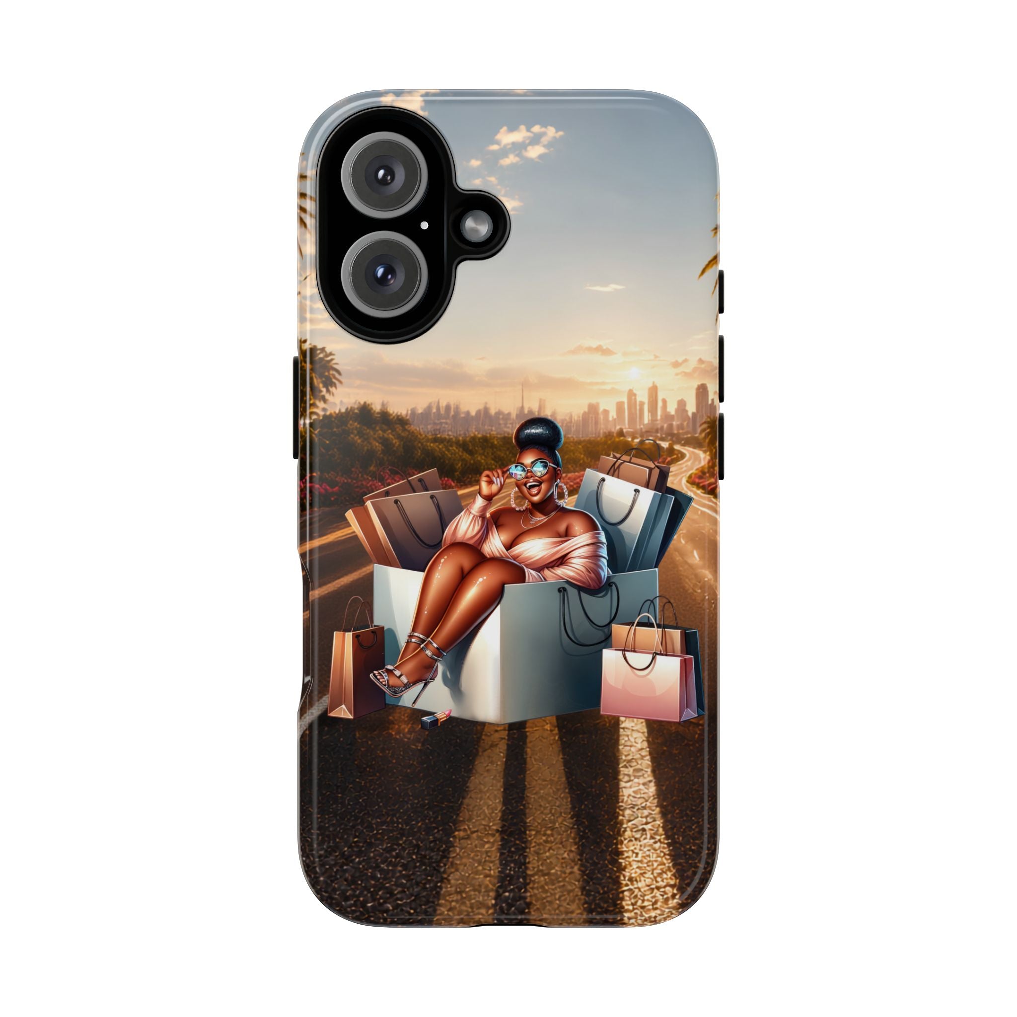 Phone Case — Chic Shopper Illustration on Cloud Background