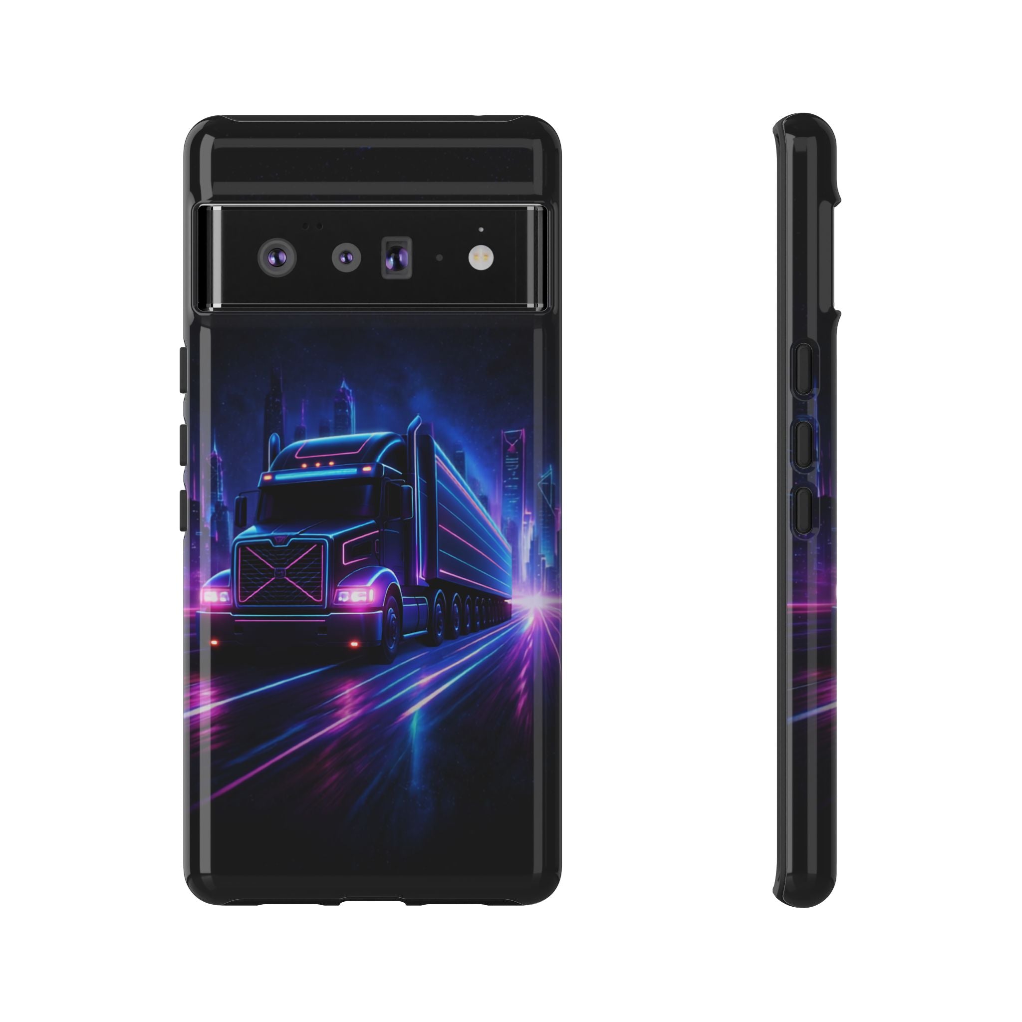 Neon Retro Rig Phone Case — Trucker Semi Truck Nightscape Protective Case
