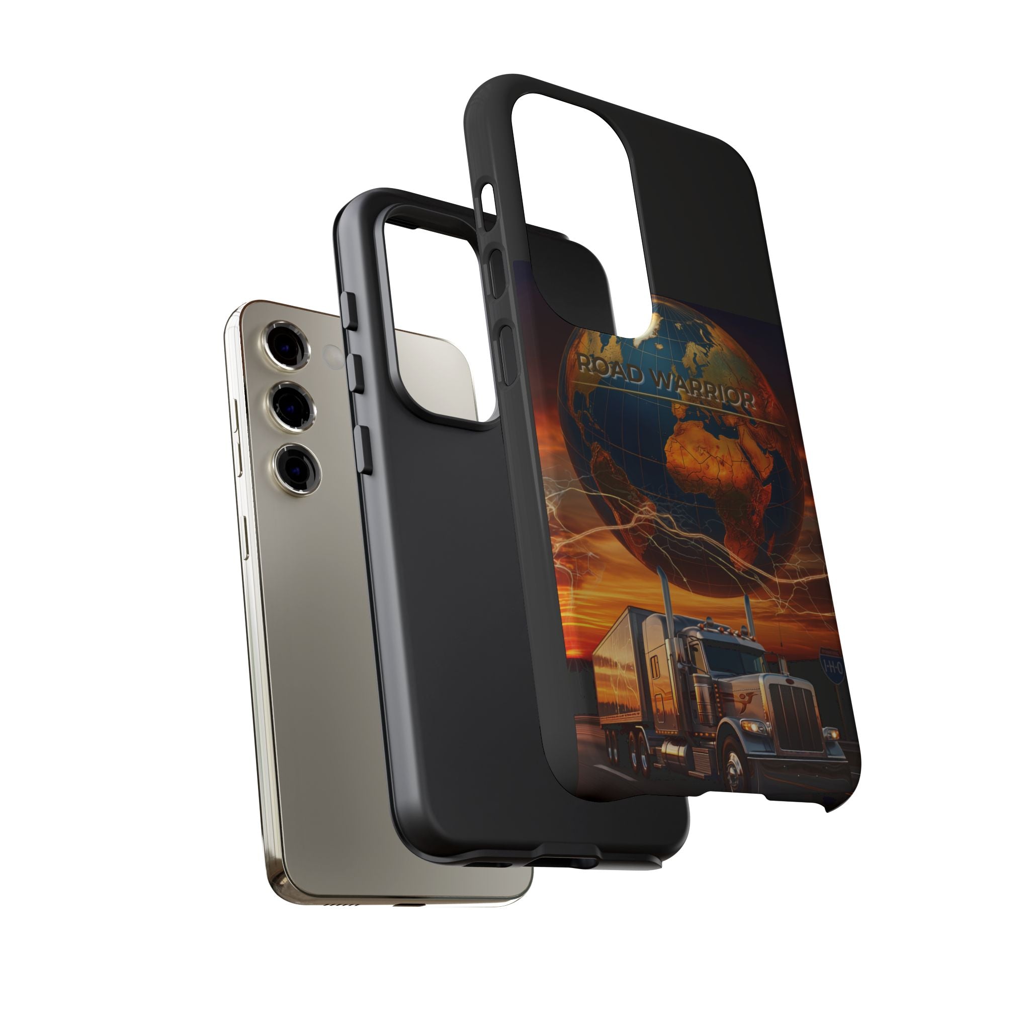 Truck Driver Phone Case — 'Global Road Warrior' Semi Truck Globe Tough Phone Cover