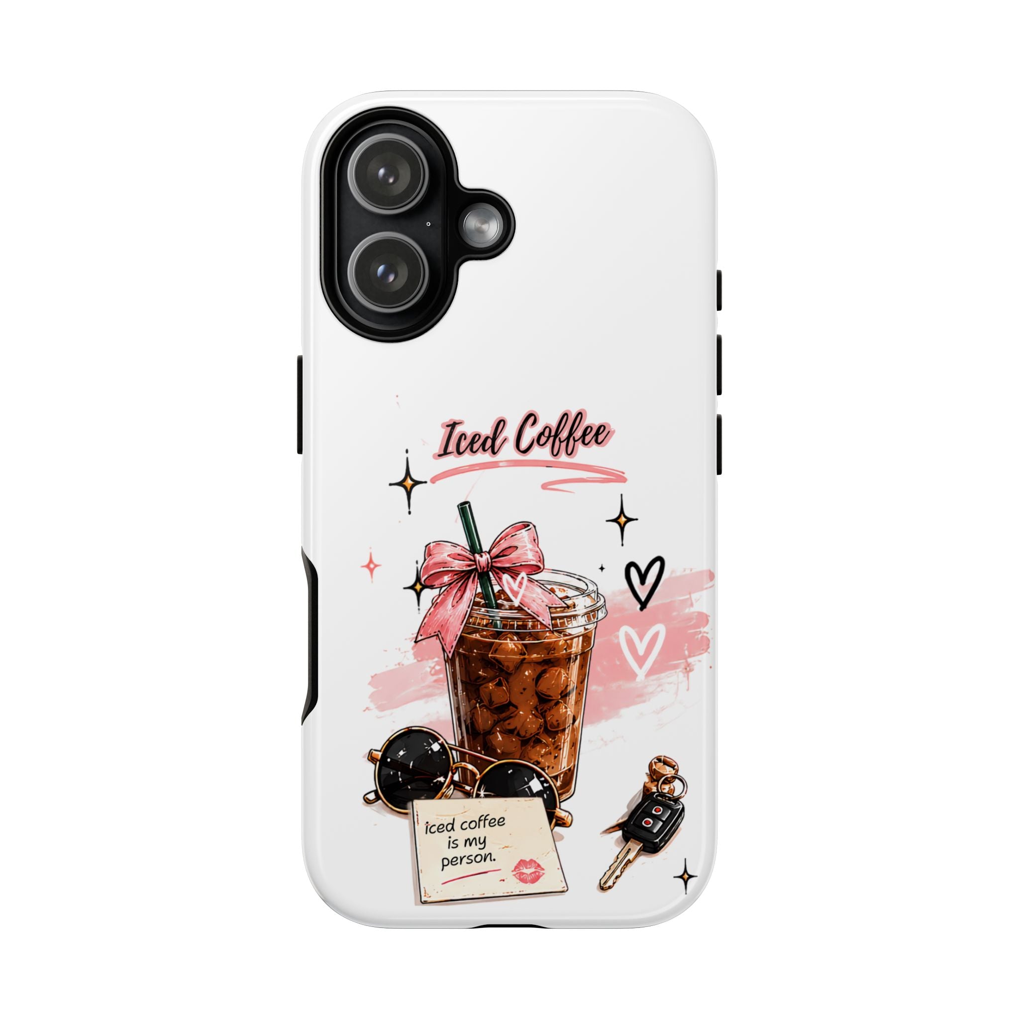 Iced Coffee Phone Case – Cute Pink Boba Design ("Iced coffee is my person")