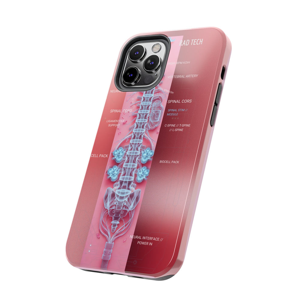 Anatomical Spine Tough Phone Case — Medical X-Ray Design, ‘Spinal Cord’ Labelled