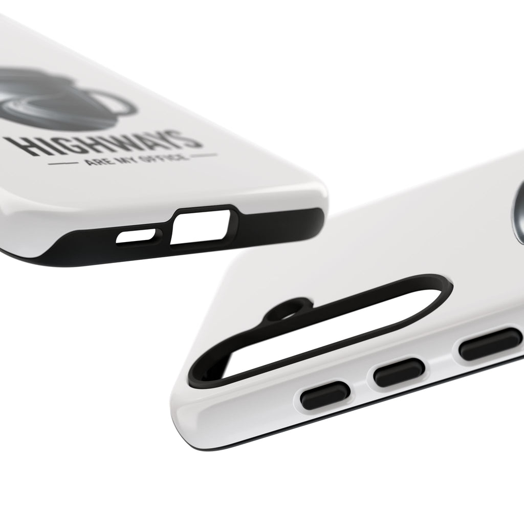 Hard Shell Phone Case — “Highways Are My Office” Travel Coffee Design