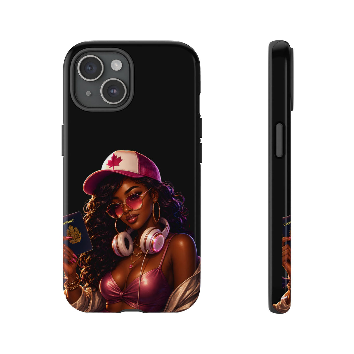 Phone Case - Cool Urban Woman with Headphones & Maple Hat