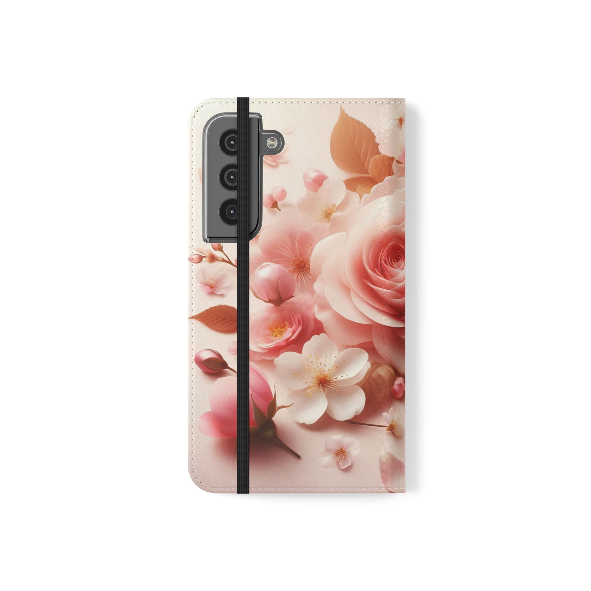 Floral Rose Flip Case — Pink Blossom Wallet Phone Cover