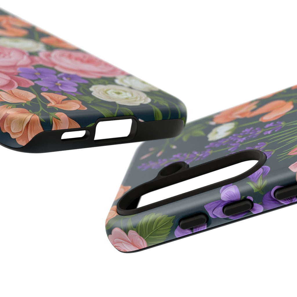 Floral Bouquet Phone Case — Vintage Roses & Lavender Protective Cover