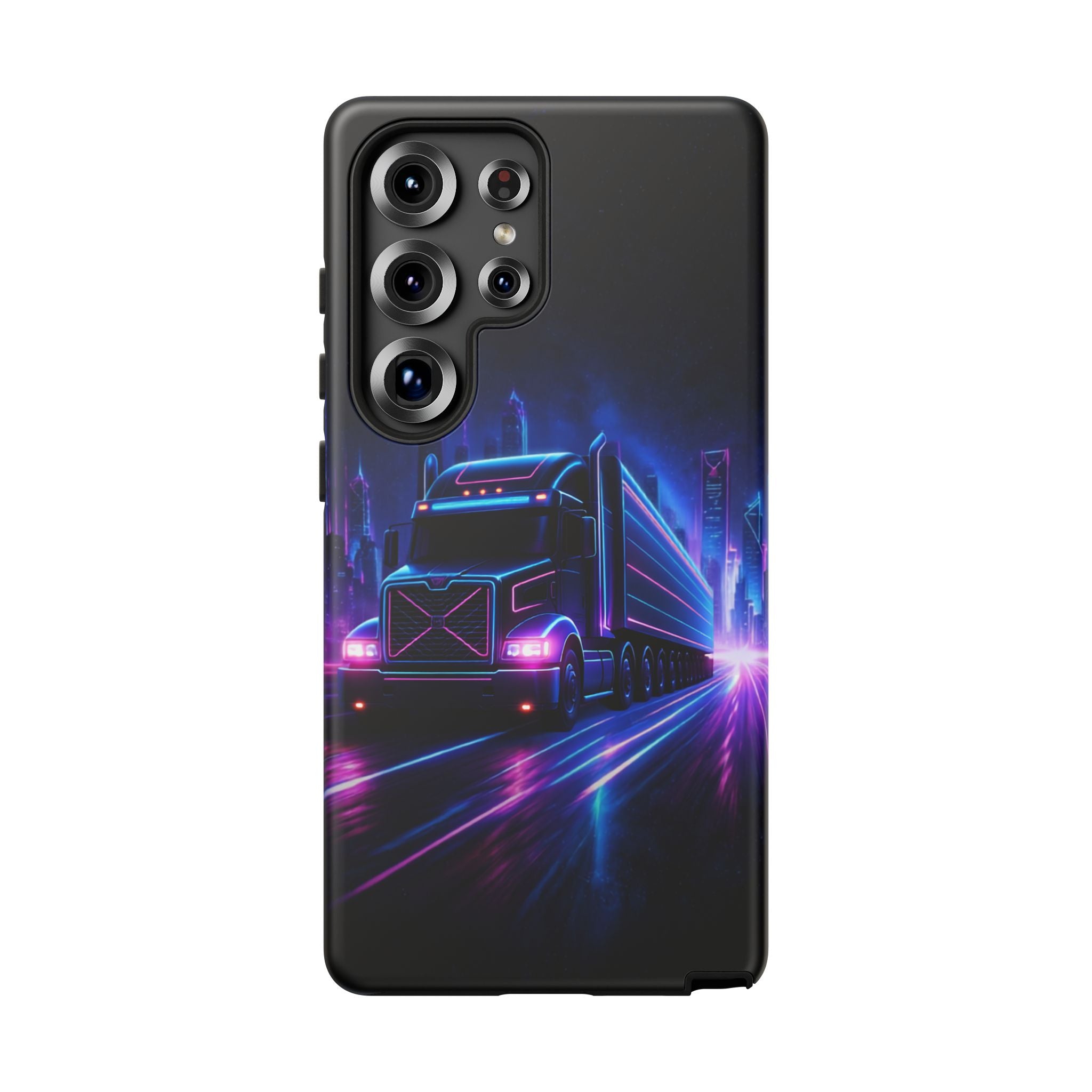 Neon Retro Rig Phone Case — Trucker Semi Truck Nightscape Protective Case