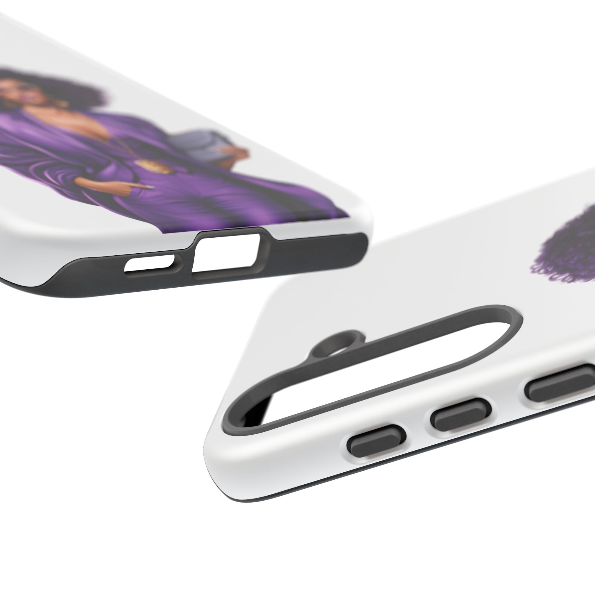 Purple Power Woman Phone Case — Afro Chic Businesswoman Protective Phone Cover