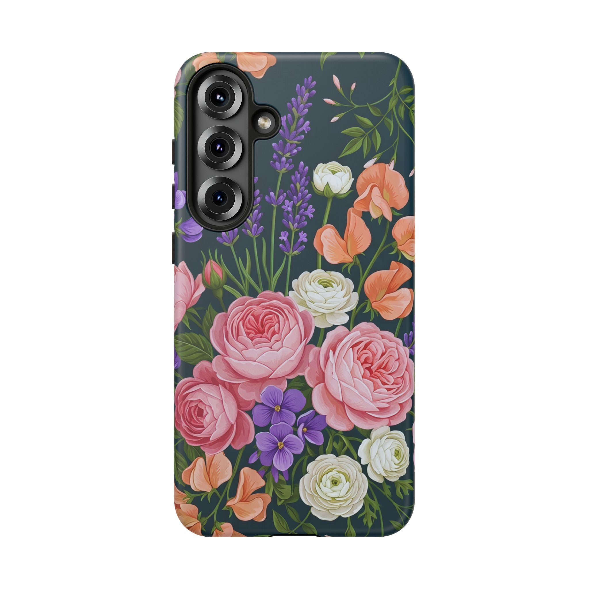 Floral Bouquet Phone Case — Vintage Roses & Lavender Protective Cover