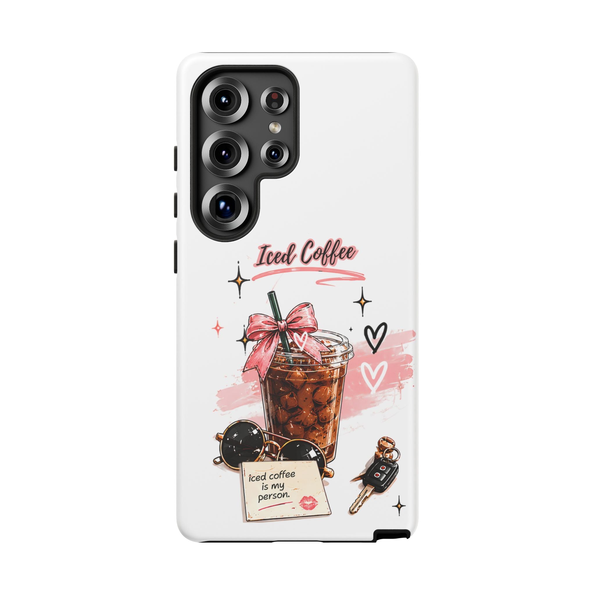 Iced Coffee Phone Case – Cute Pink Boba Design ("Iced coffee is my person")
