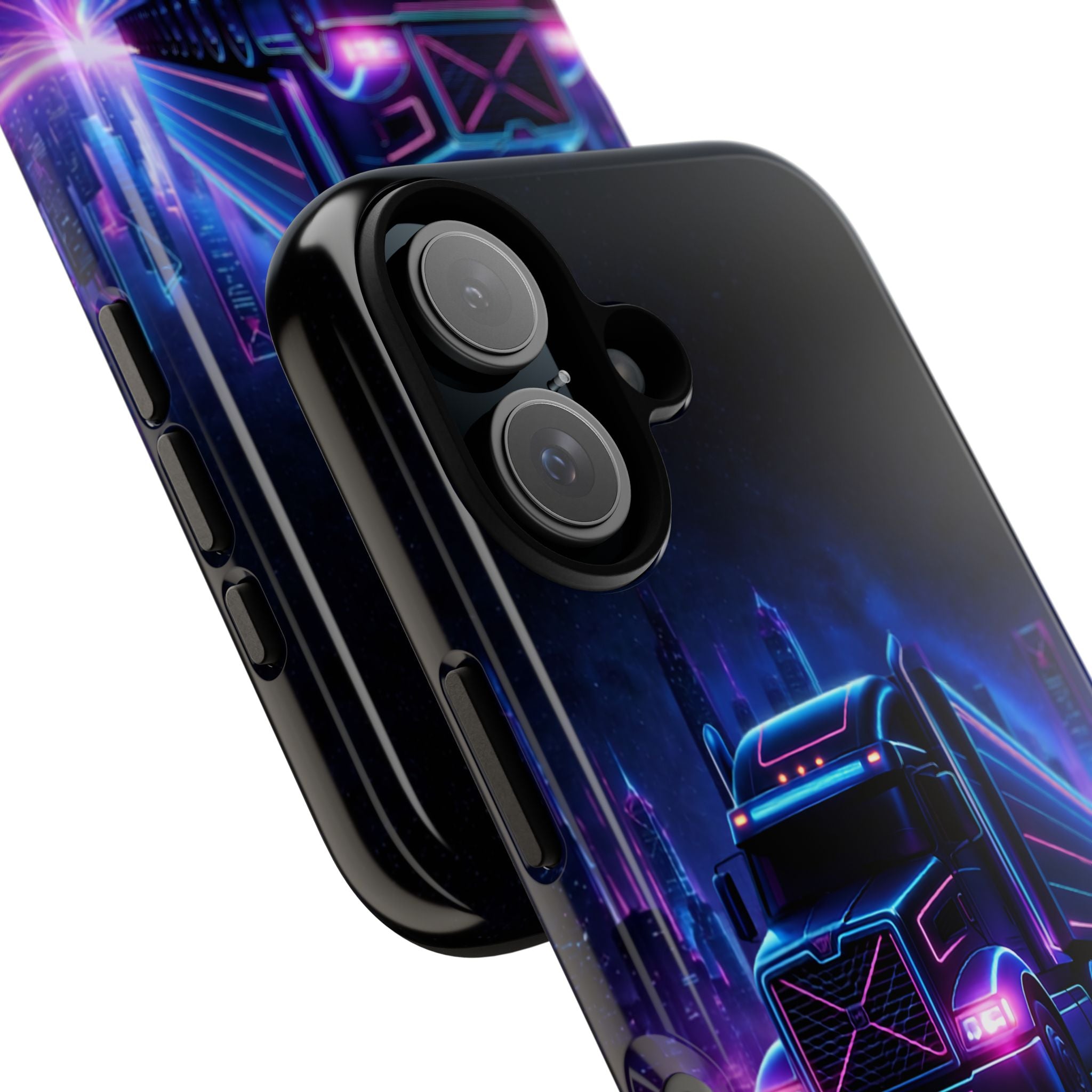 Neon Retro Rig Phone Case — Trucker Semi Truck Nightscape Protective Case