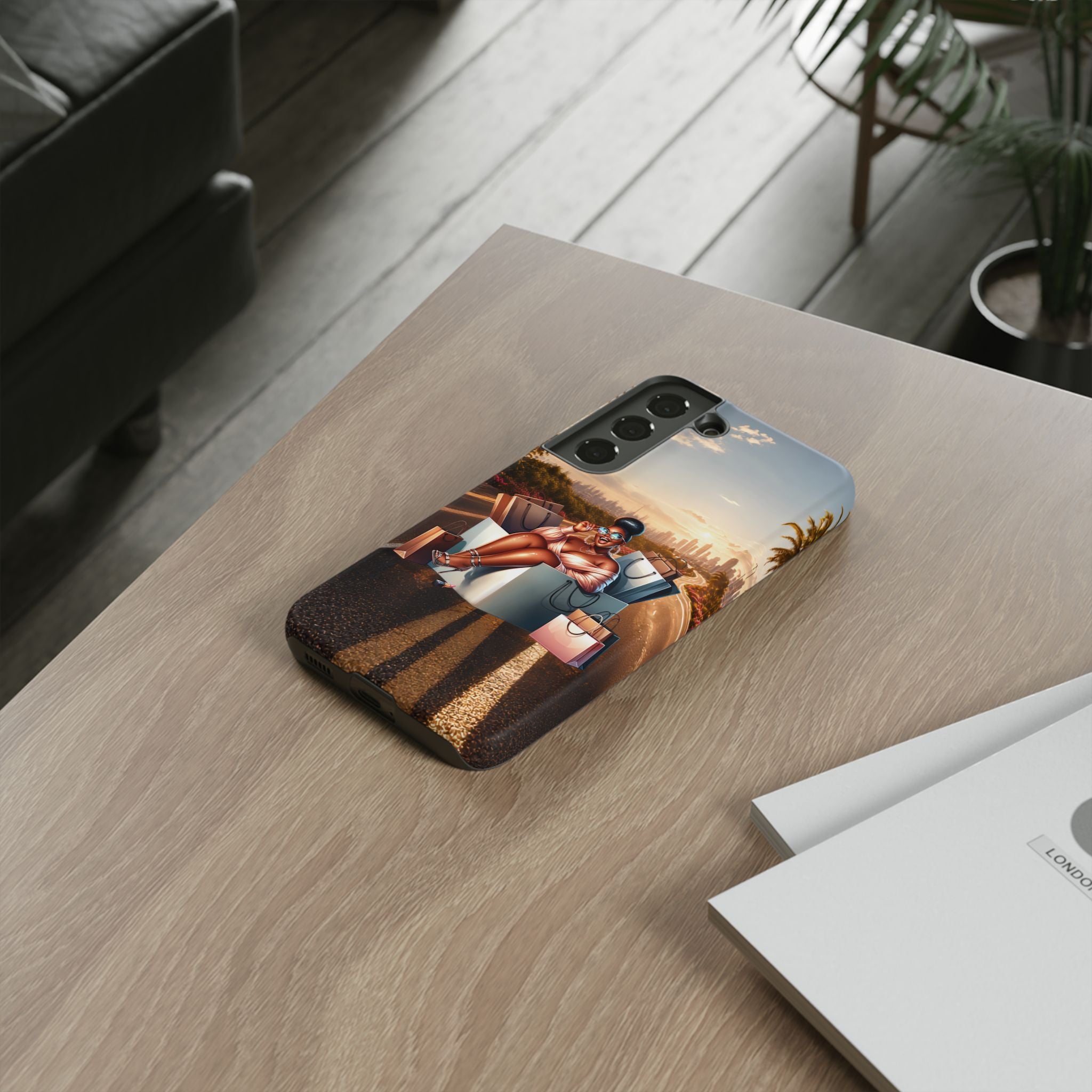 Phone Case — Chic Shopper Illustration on Cloud Background