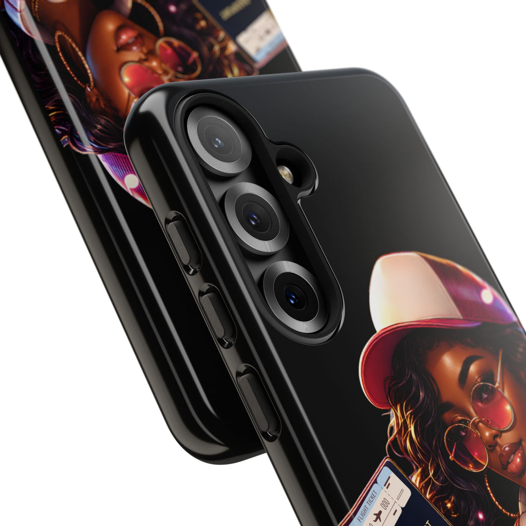 Tough Case – Stylized Urban Girl Phone Case with Headphones & Passport