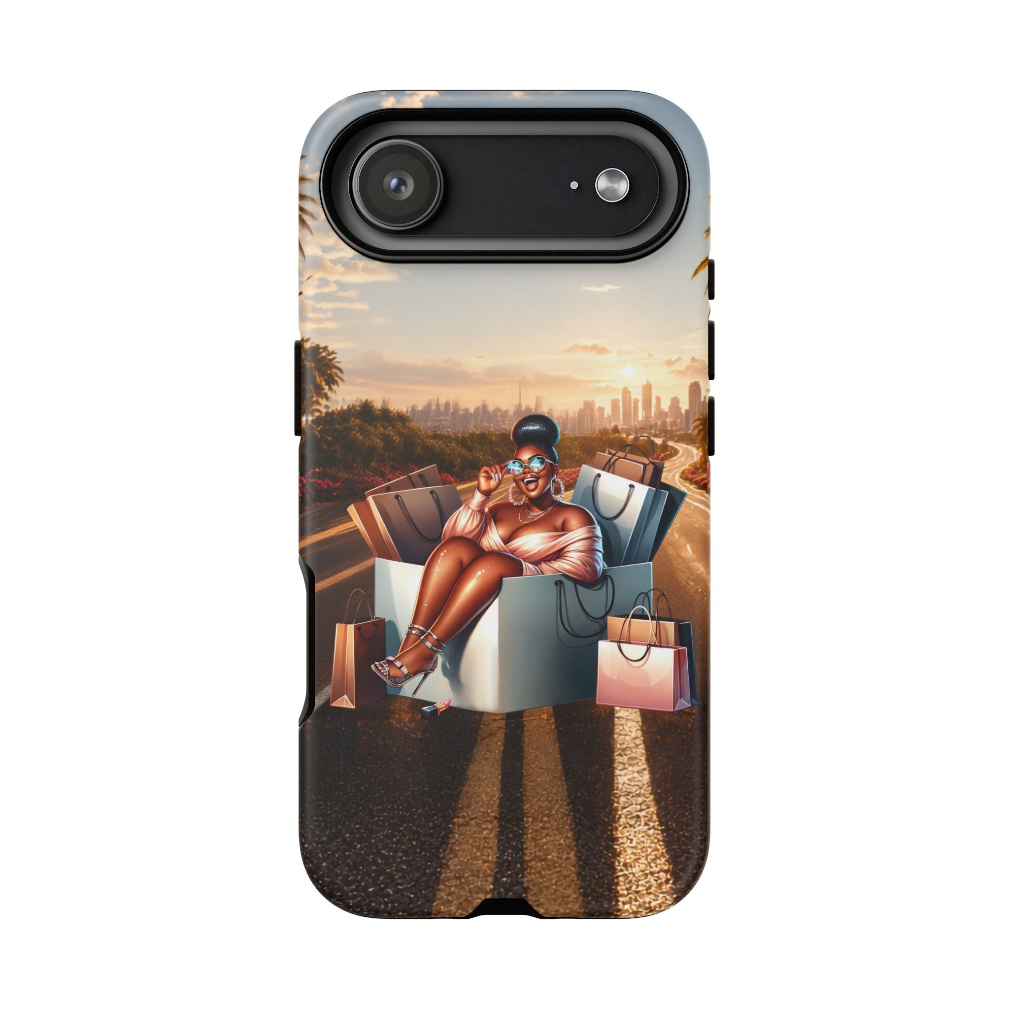 Phone Case — Chic Shopper Illustration on Cloud Background