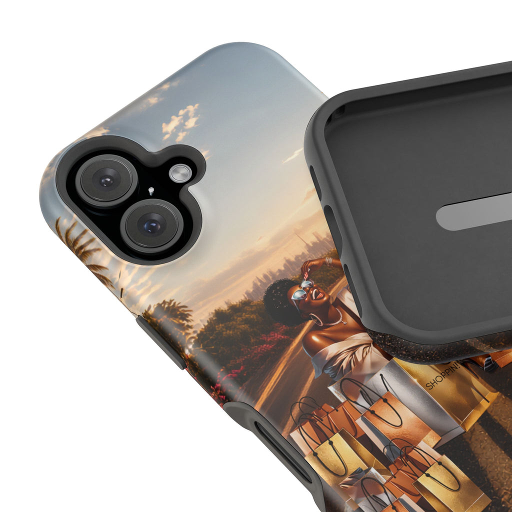 Phone Case - 'Retail Therapy' Magnetic Impact-Resistant Case, Sunset Shopping Design
