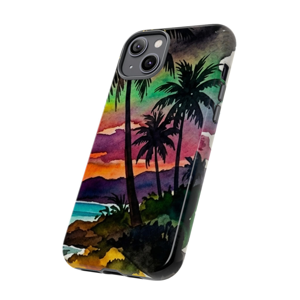 Tropical Sunset Phone Case – Palm Tree Beach Protective Cover