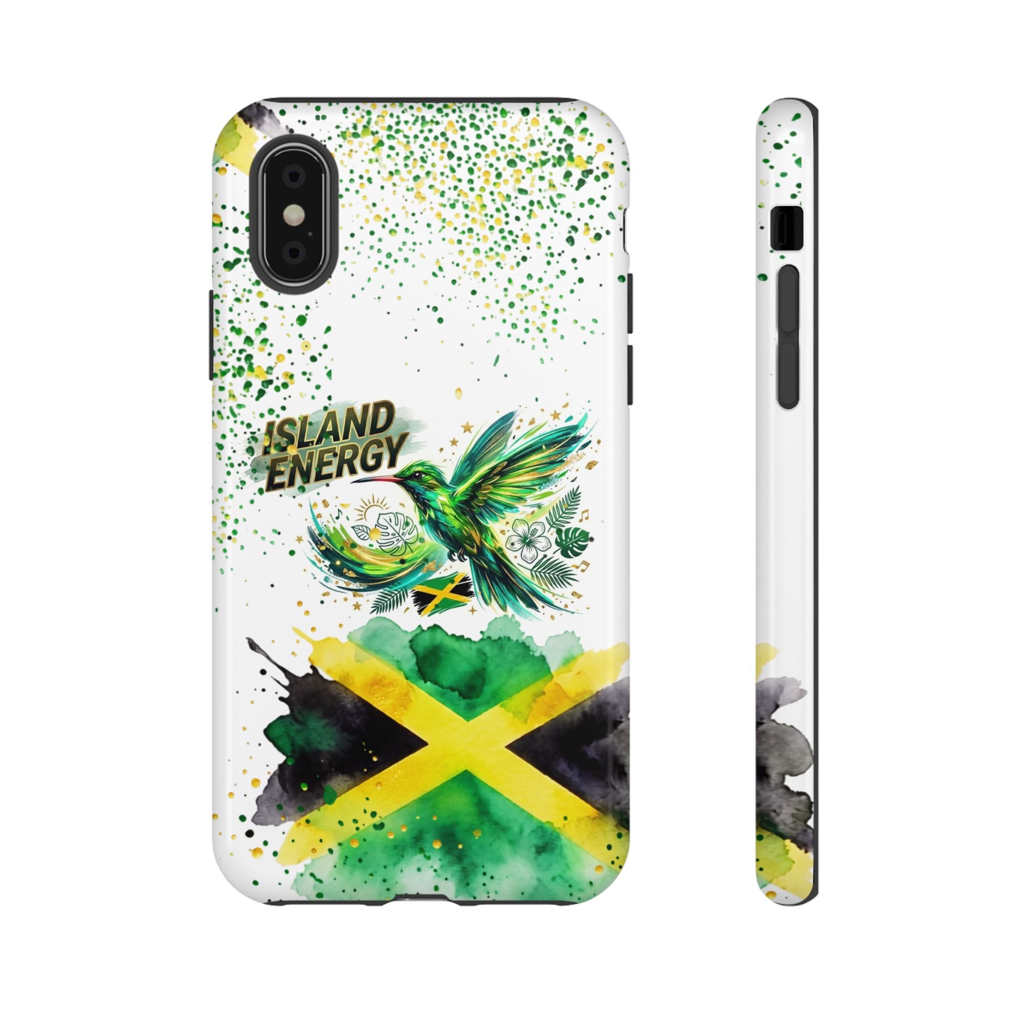 Island Energy Tough Phone Case — Colorful Hummingbird & Tropical Sunset Protective Cover