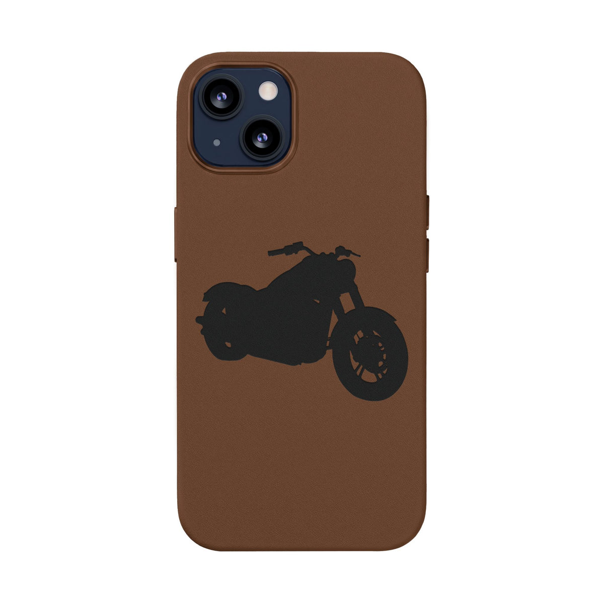 Engraved PU Leather Phone Case — Motorcycle Silhouette