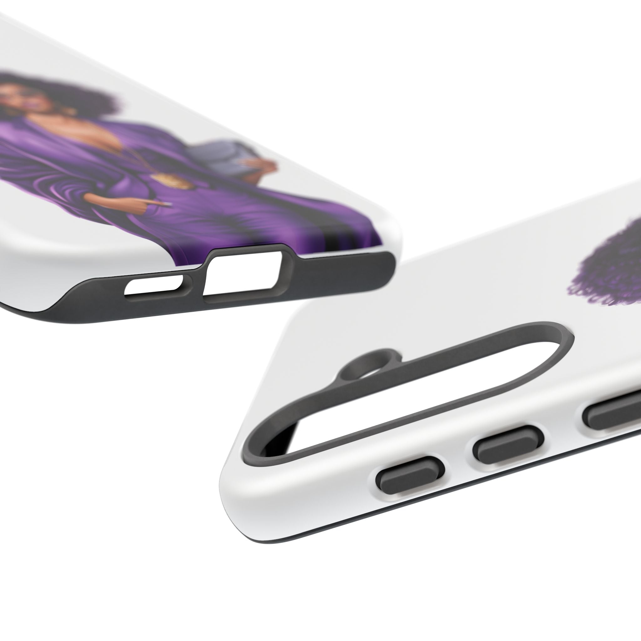 Purple Power Woman Phone Case — Afro Chic Businesswoman Protective Phone Cover