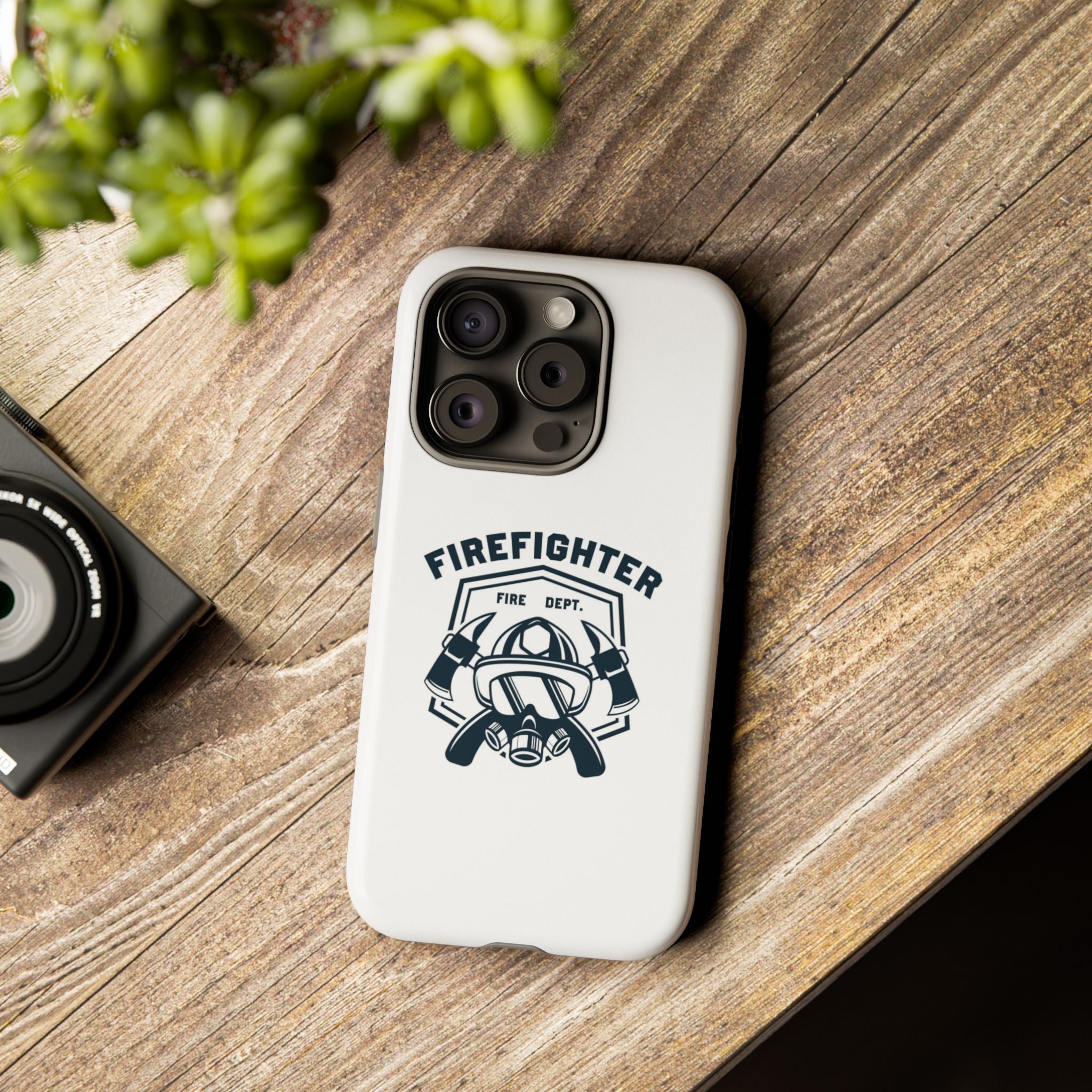 Firefighter Tough Phone Case — Fire Dept Helmet & Axes Protective Cover
