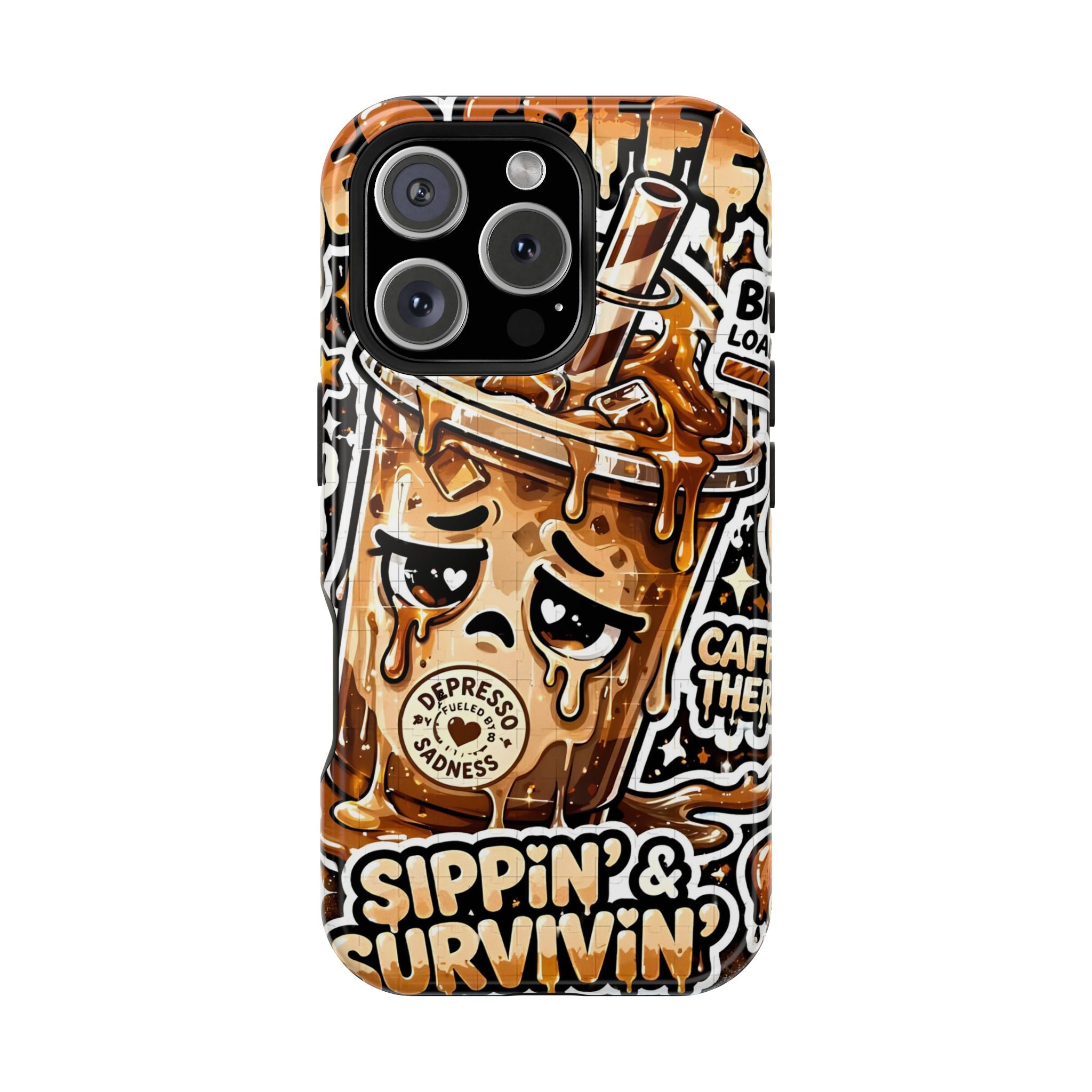 Iced Coffee Phone Case — “Sippin' & Survivin'” Magnetic Impact-Resistant Case