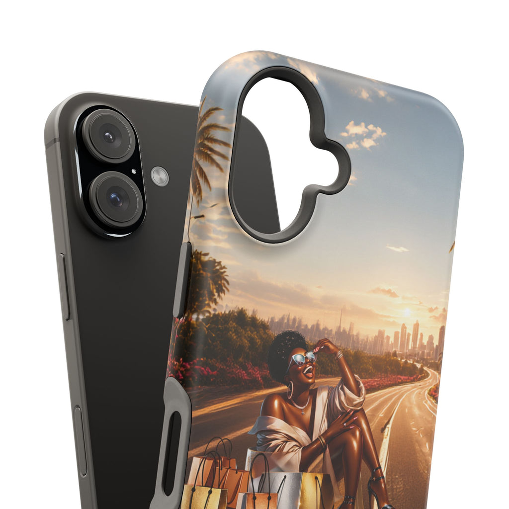 Phone Case - 'Retail Therapy' Magnetic Impact-Resistant Case, Sunset Shopping Design
