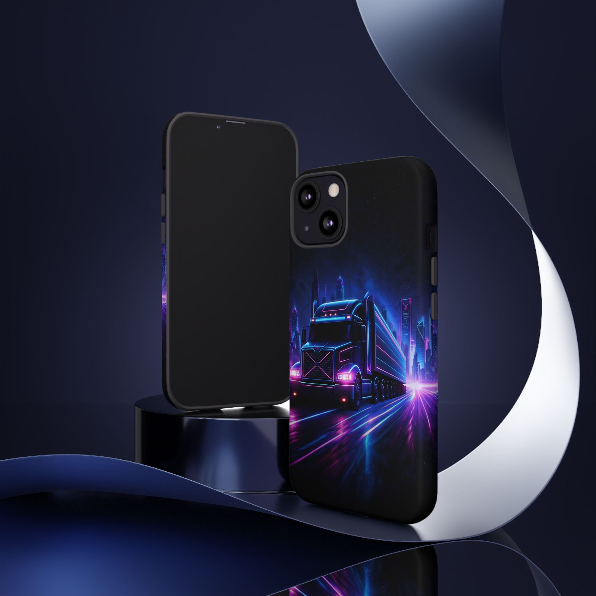 Neon Retro Rig Phone Case — Trucker Semi Truck Nightscape Protective Case
