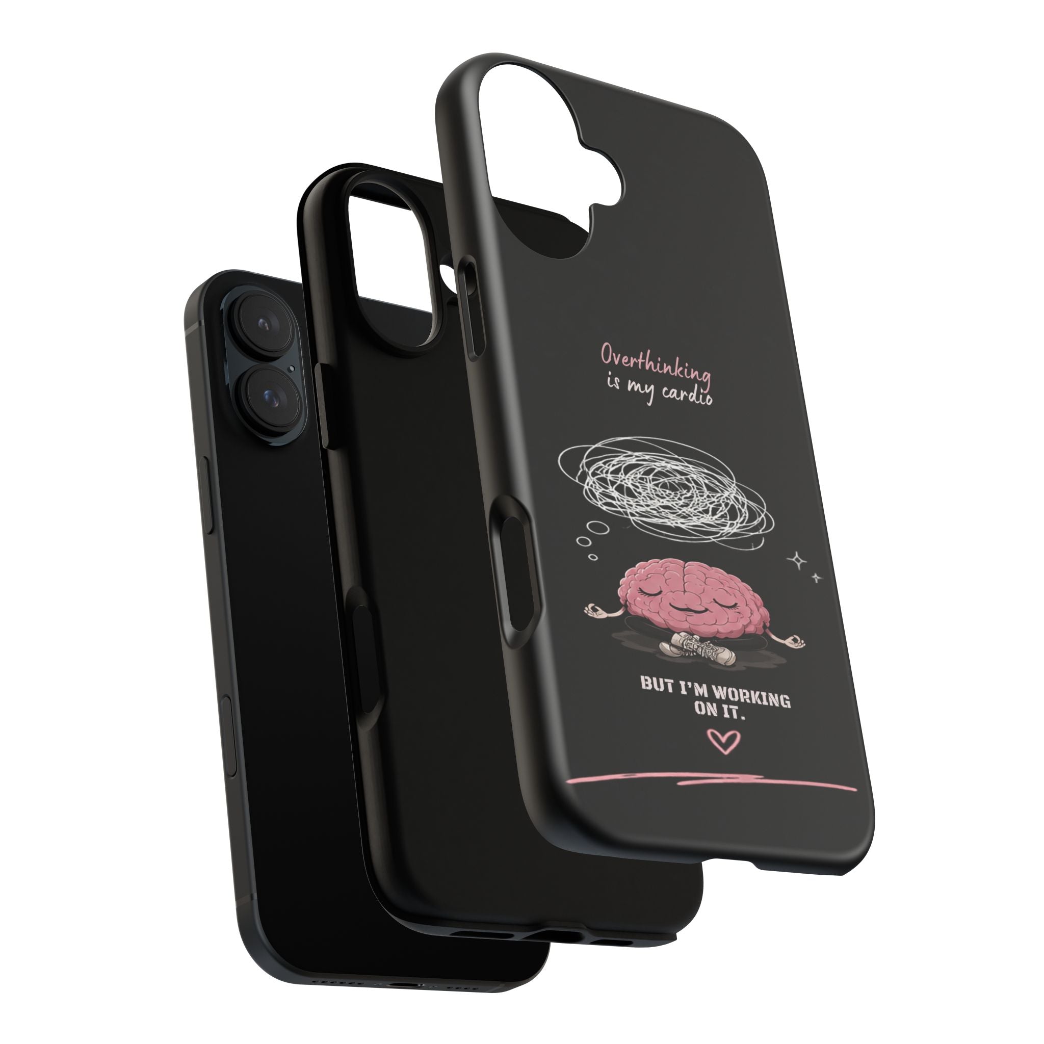 Phone Case — "Overthinking Is My Cardio" Cute Meditating Brain Protective Case